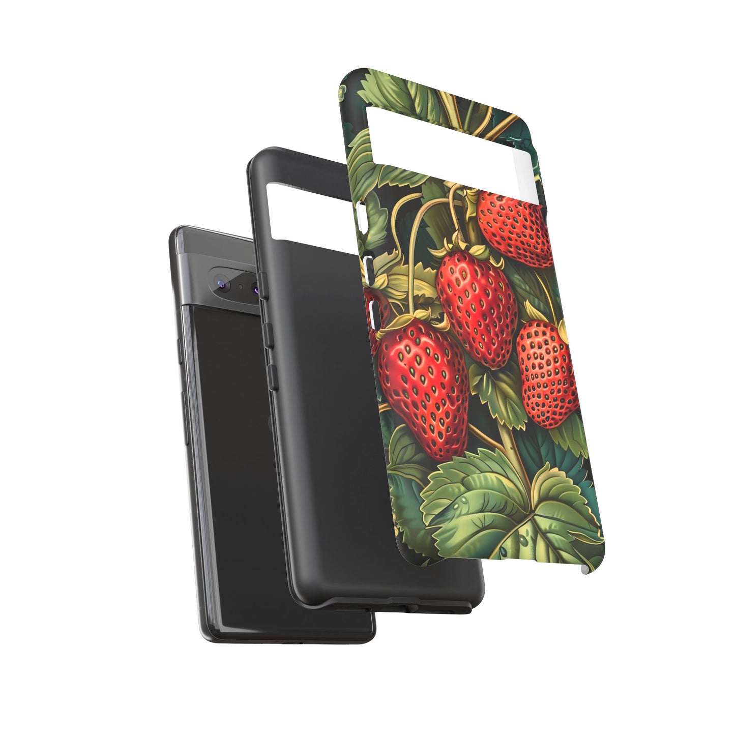 Strawberry Phone Case, Tough Berry Case, Floral Phone Cover, Cute Smartphone Shell, Nature-Inspired Gift
