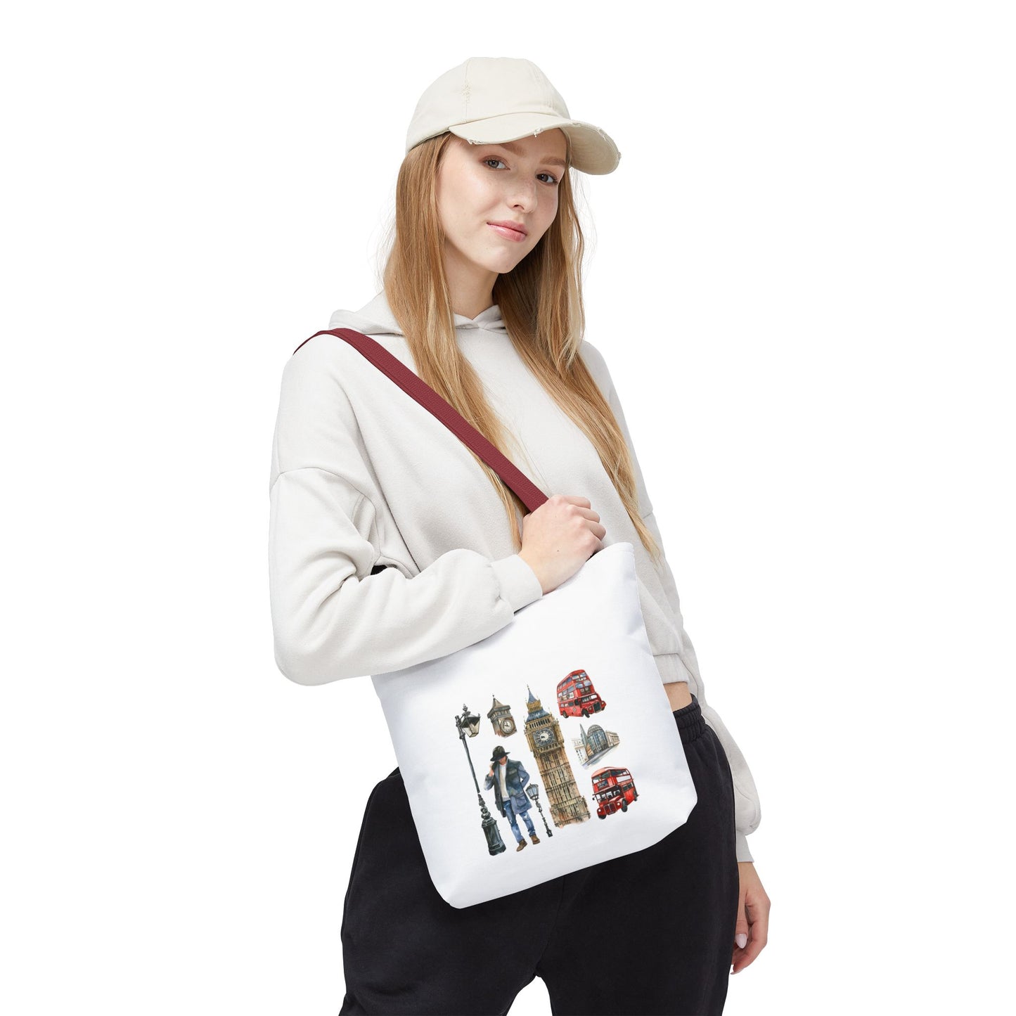 London-Themed Tote Bag, Travel Accessory, Gift for Travelers, AOP Design, Unique Shopping Bag, Stylish Carry-All