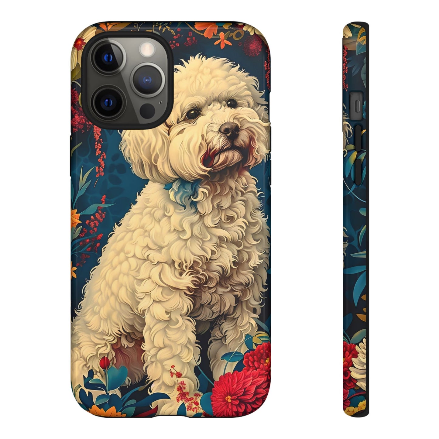 Cute Dog Phone Case, Pet Lover Gift, Floral Design Tough Case, Custom Dog Art, Birthday Gift for Dog Owners, Unique Phone Accessories