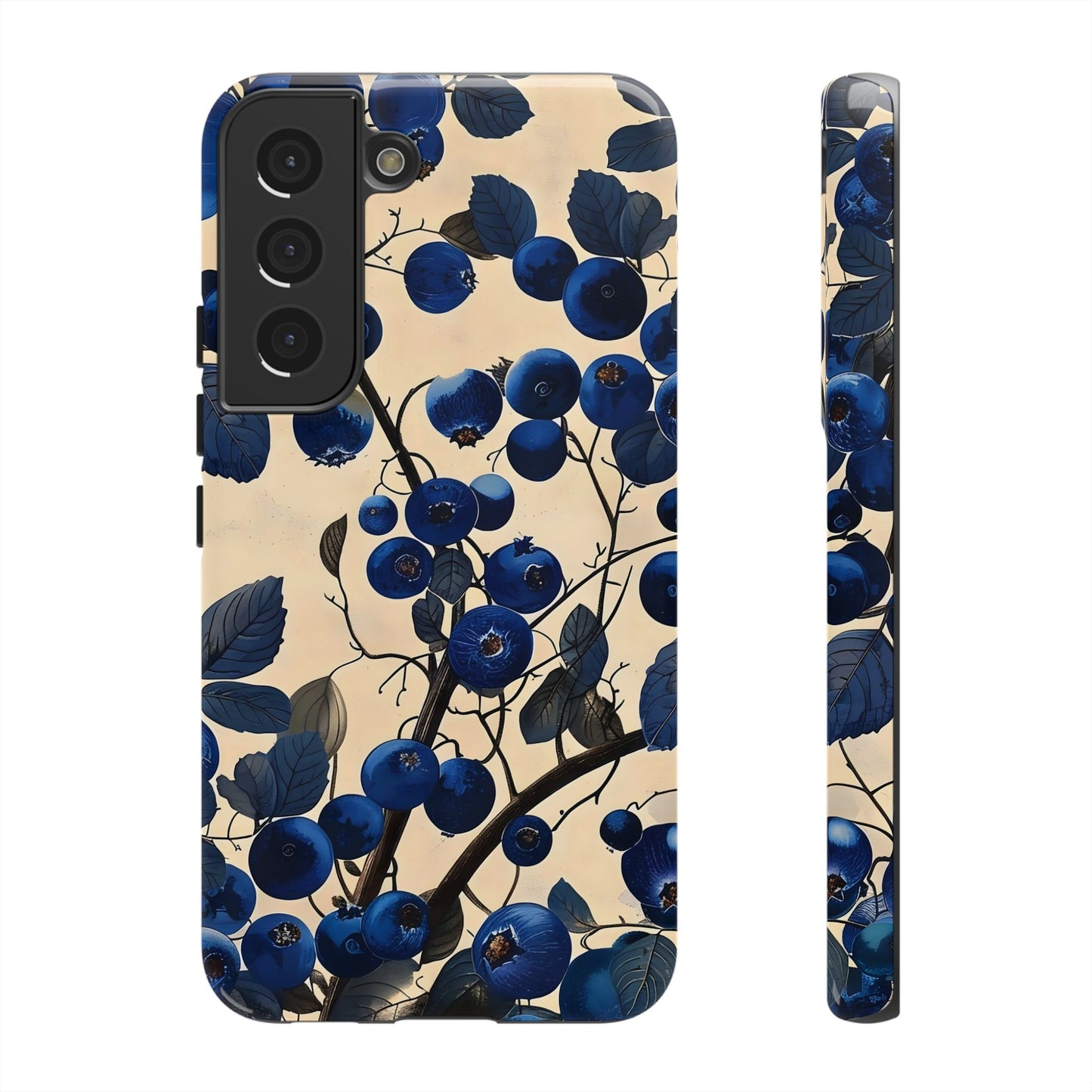 Blue Berry Tough Phone Case, Floral Phone Cover, Stylish Protective Case, Unique Gift for Her, Phone Accessories