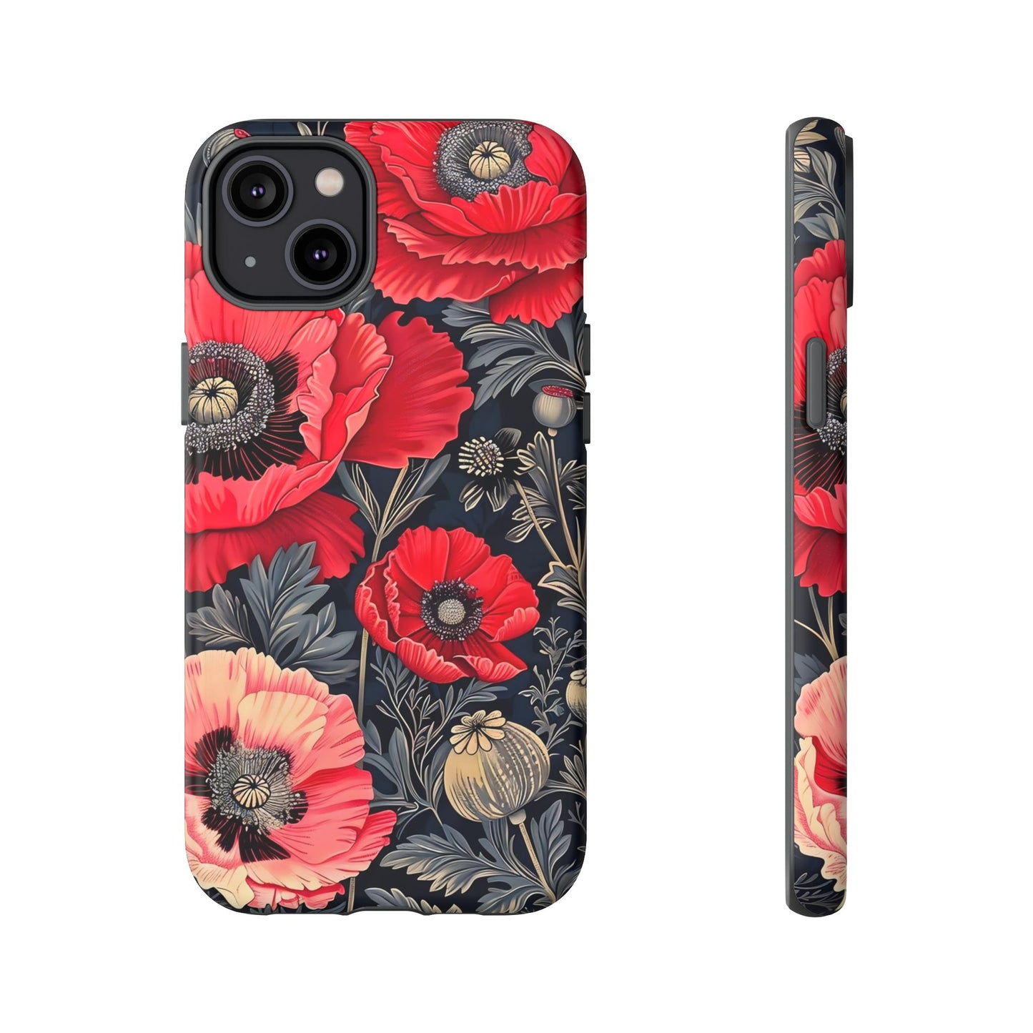 Floral Phone Case with Artistic Poppies, Tough Cases, Flower Design, Nature Lover Gift, Customizable Mobile Cover, Stylish Phone Accessories