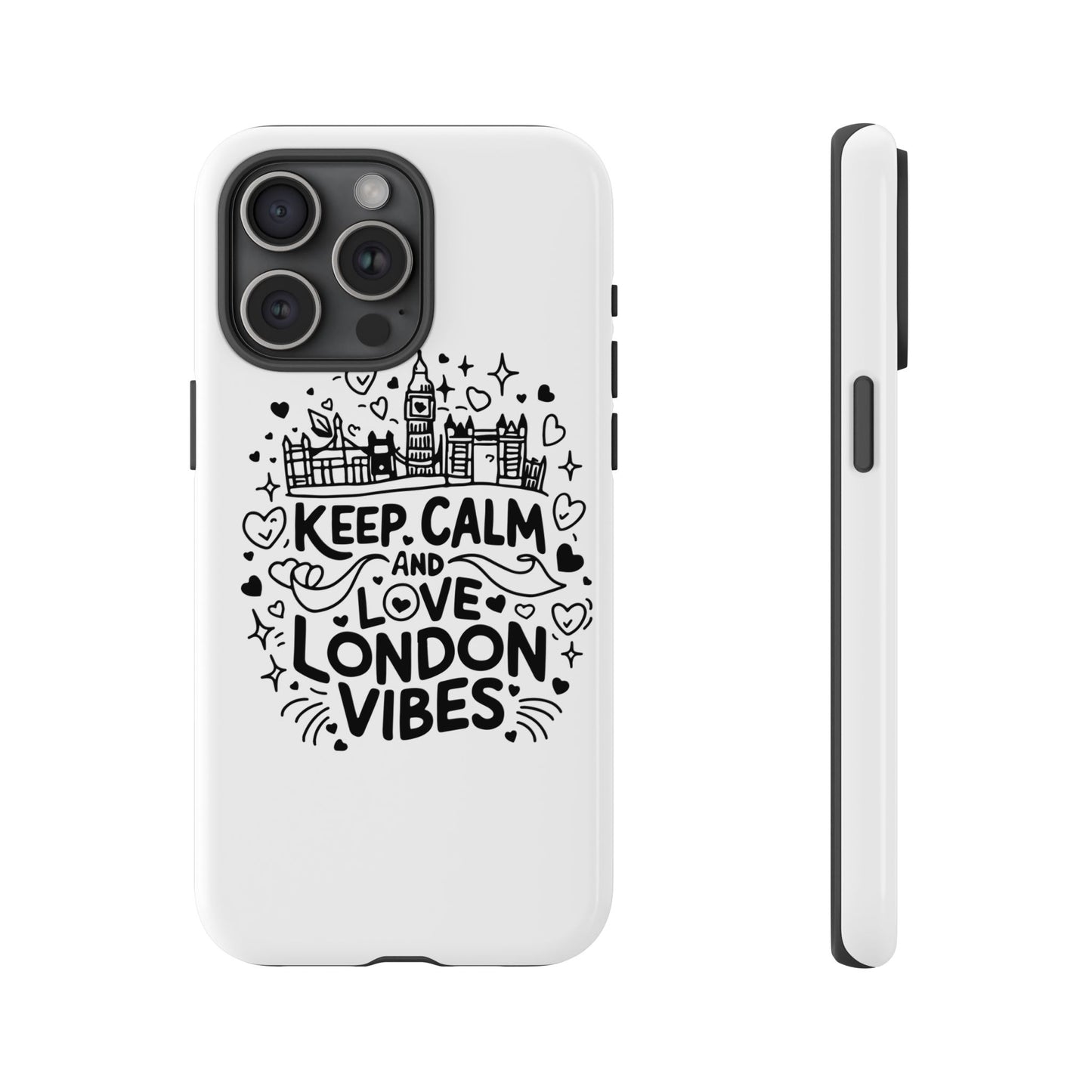 London Vibes Phone Case – Keep Calm Design, iPhone Accessories, Gift for Travelers, London Souvenir, Unique Cell Phone Cover