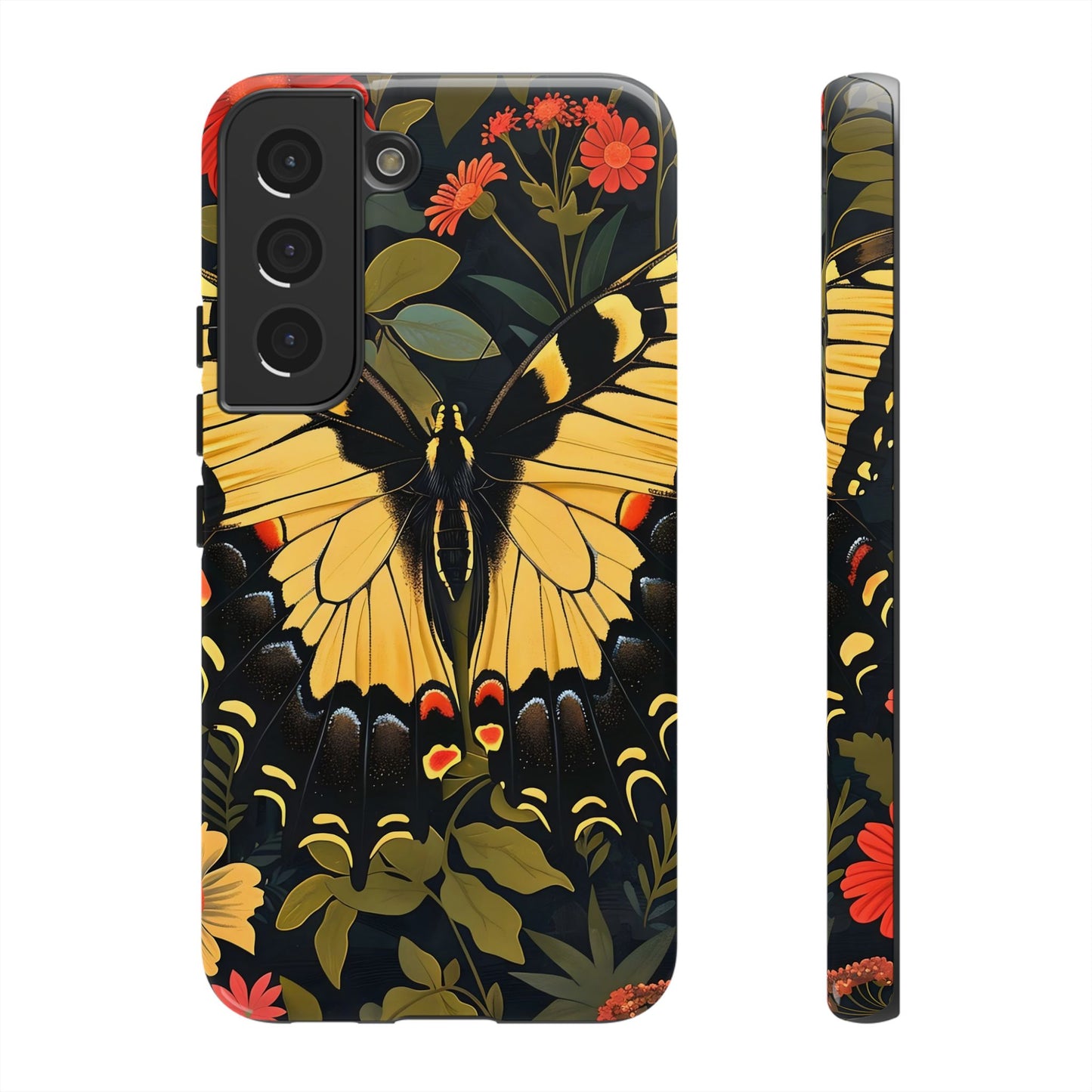 Butterfly Floral Phone Case, Tough Cases with Vibrant Design, Protective Cover for Nature Lovers, Gift for Her