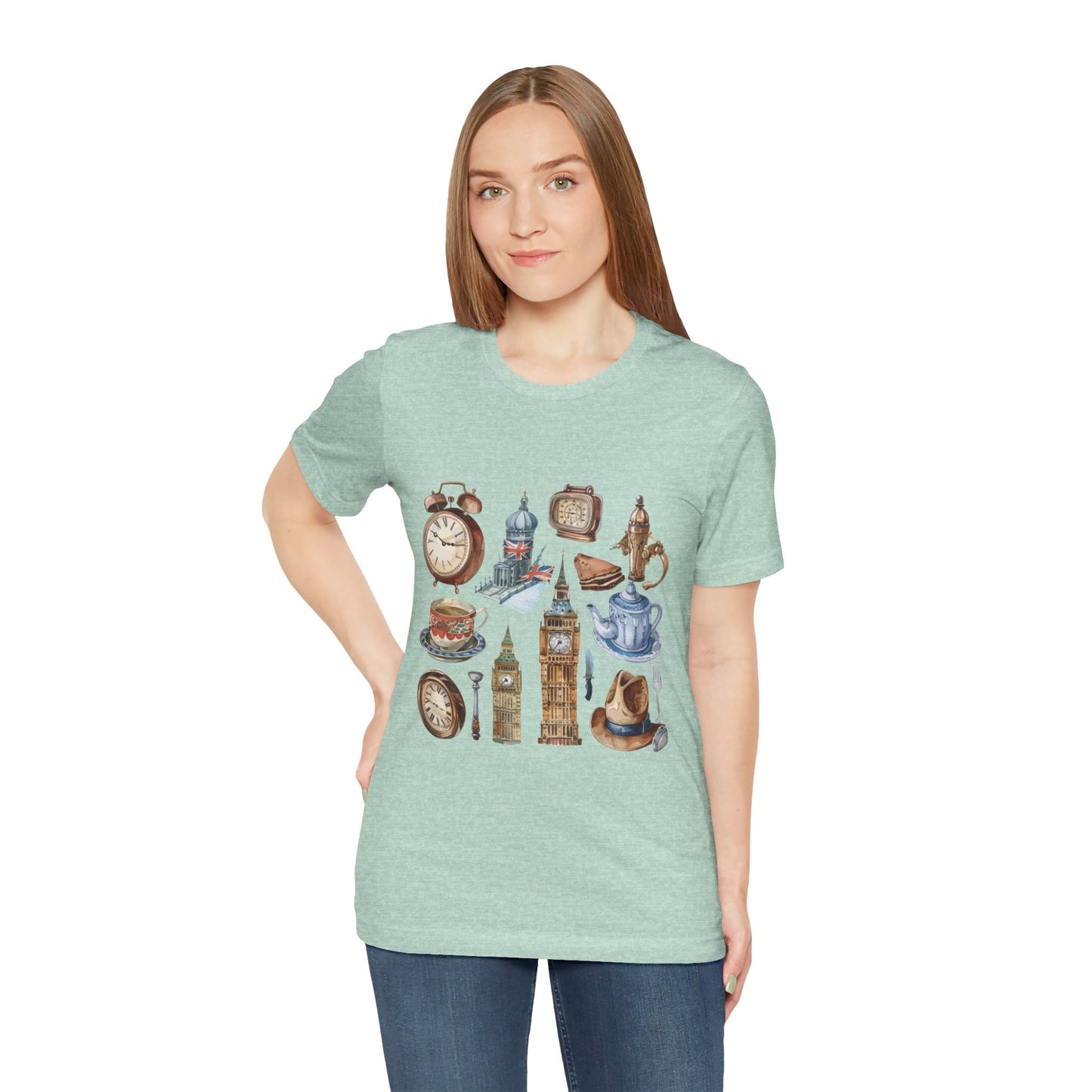 Unisex Jersey Short Sleeve Tee - Echoes of England - Iconic Vintage Illustrations