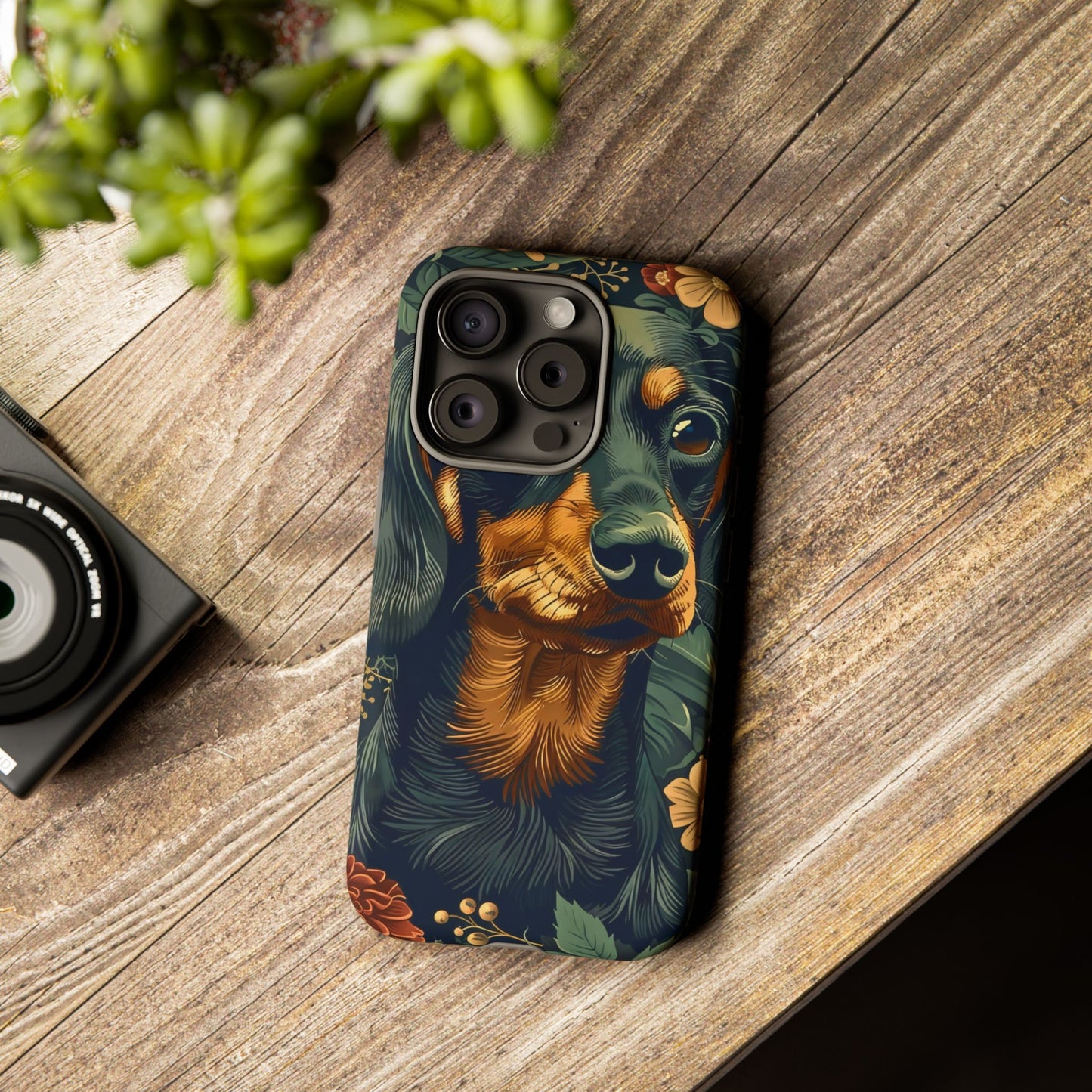Dachshund Phone Case, Floral Pet Phone Cover, Dog Lover Gift, Tough Phone Case, Custom Dachshund Design, Unique Dog Owner Accessory
