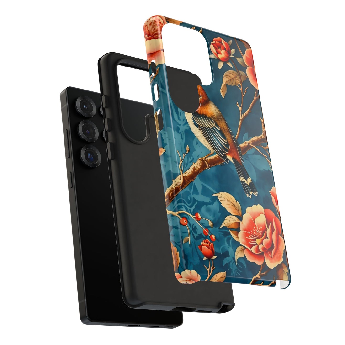 Bird & Floral Phone Case, Tough Cases for Nature Lovers, Gift for Her, Customizable Design, Vibrant Tech Accessories