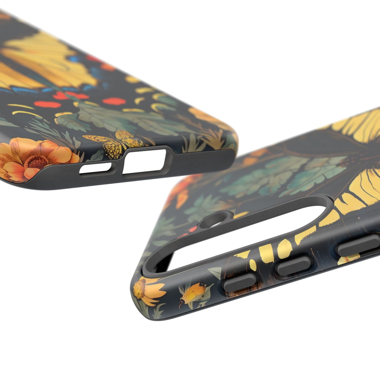 Butterfly Floral Phone Case, Art-inspire Tough Case, Gift for Nature Lovers, Butterfly Pattern Cover, Eco-Friendly Mobile Accessory