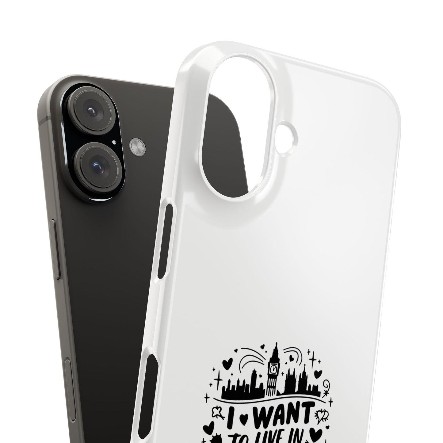 Slim Phone Case - I Want to Live in London Design | Stylish Travel Gift, Unique Phone Cover, London Lover Accessory, Urban Decor