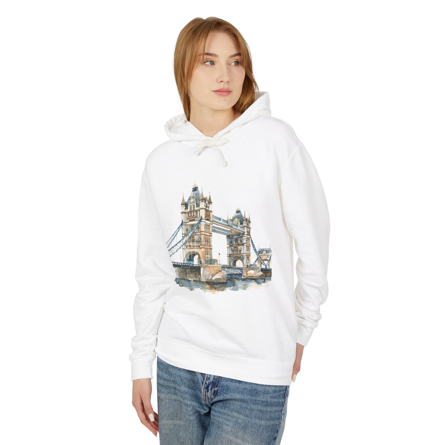 Unisex Lightweight Hooded Sweatshirt - London Bridge - Iconic Landmark and Historical Beauty