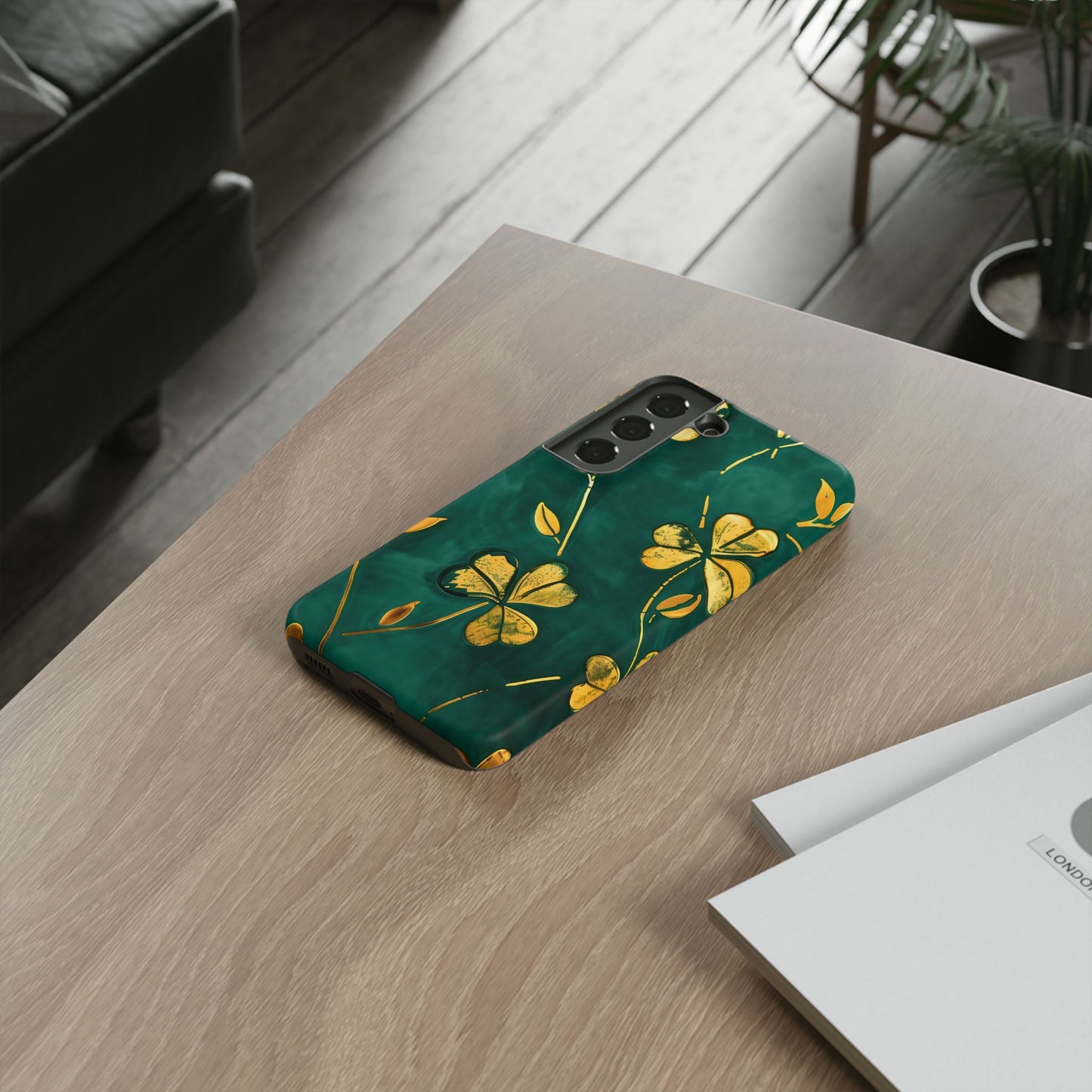 Floral Phone Case with Gold Accents, Tough Phone Cover, Stylish Phone Protector, Unique Gift for Her, Nature Lover Accessory