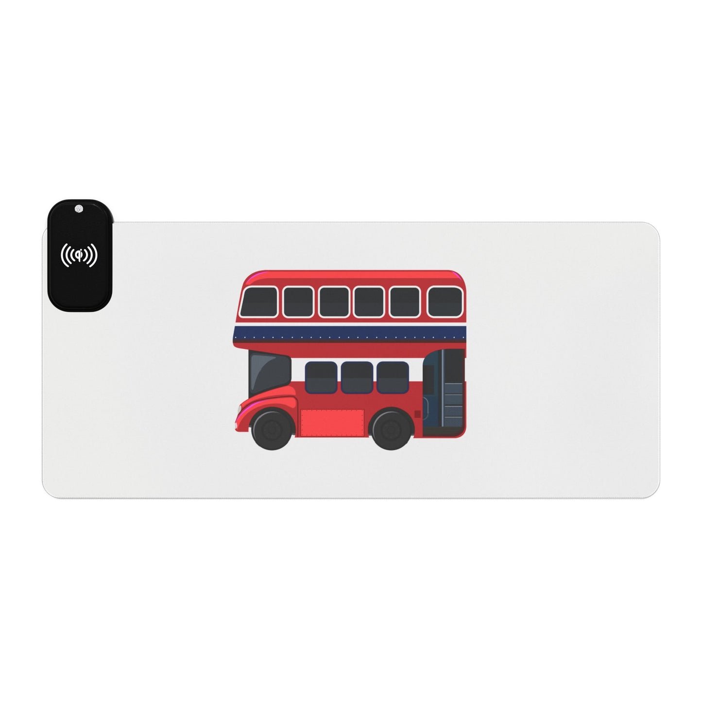 Red Double-Decker Bus Front View - LED Gaming Mouse Pad with Wireless Charging, Perfect for Gamers, Gaming Desk Accessories, Desk Decor, LED Light Mousepad