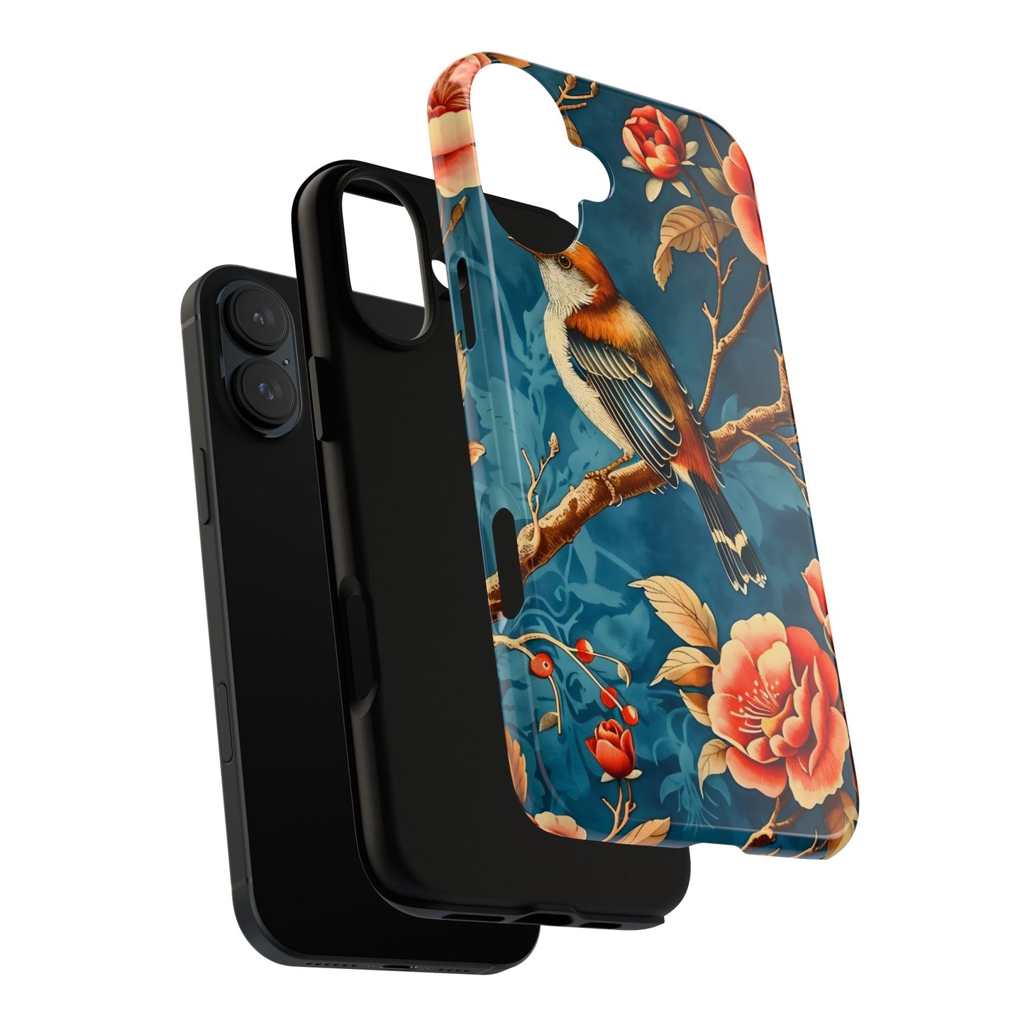 Bird & Floral Phone Case, Tough Cases for Nature Lovers, Gift for Her, Customizable Design, Vibrant Tech Accessories