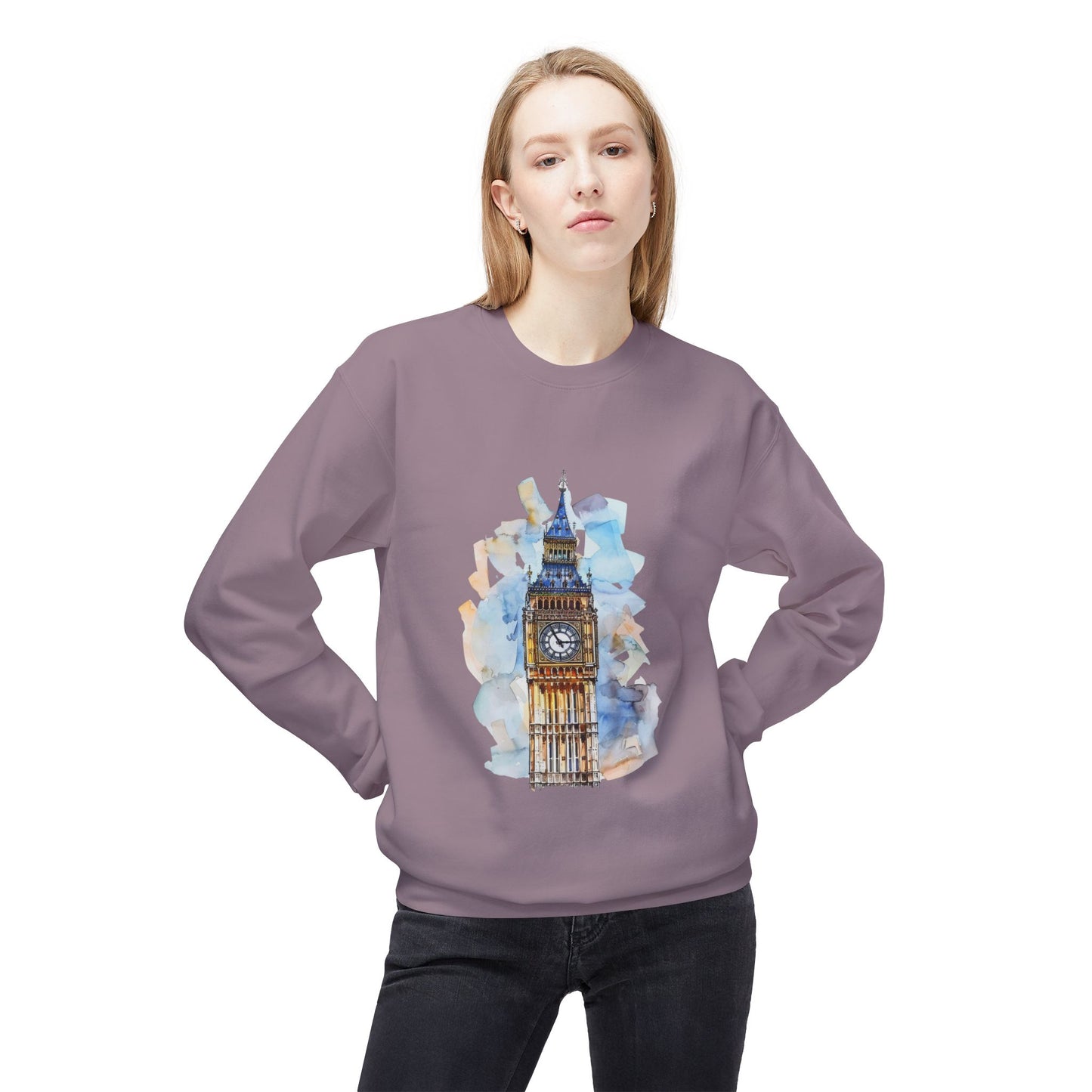 Unisex Midweight Softstyle Fleece Crewneck Sweatshirt - Timeless Icon - The UK’s Famous Clock Tower