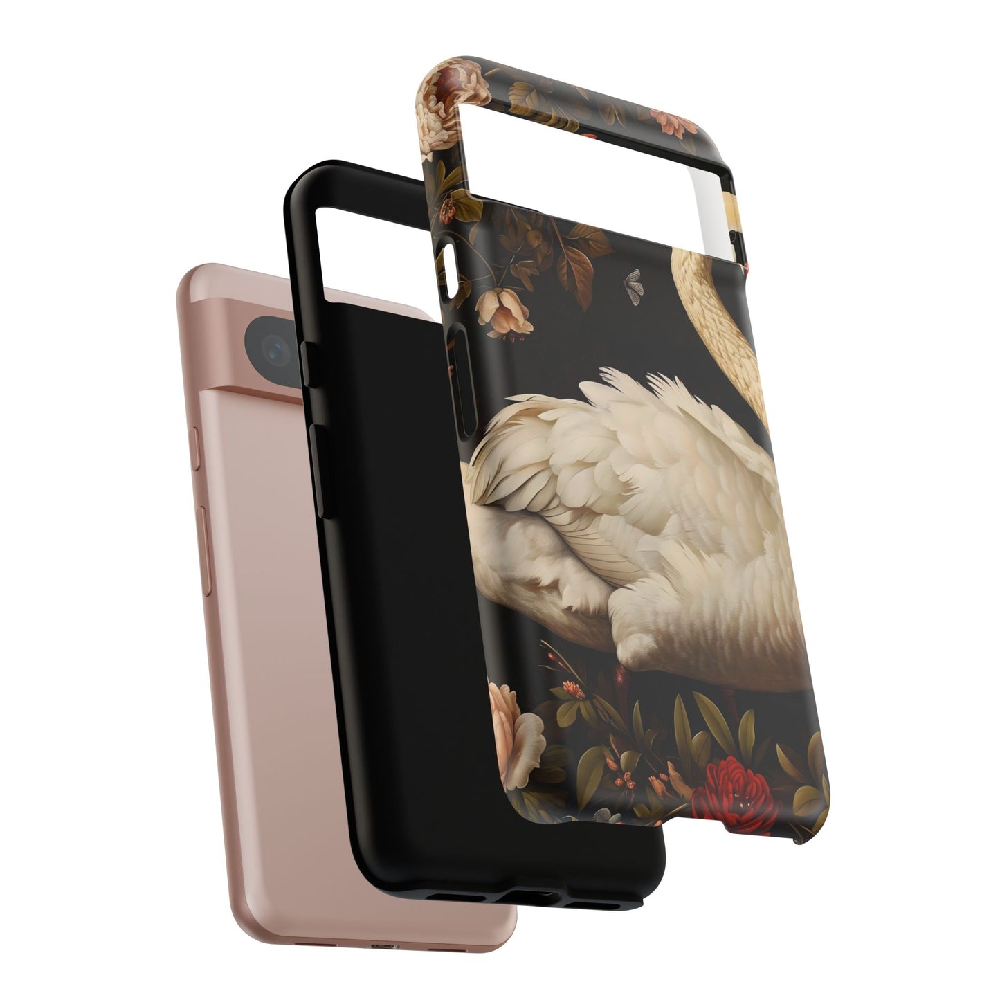 Elegant Swan Phone Case, Floral iPhone Cover, Tough Phone Case, Gift for Her, Nature Lover, Mother's Day, Birthday