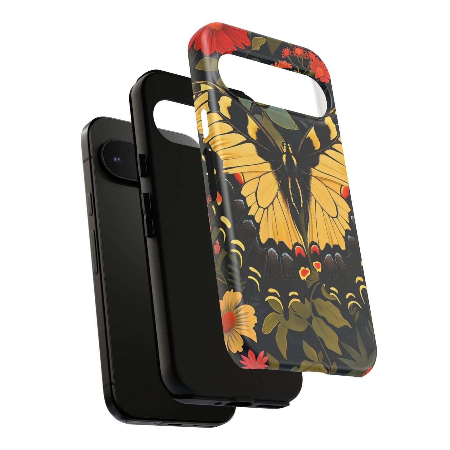 Butterfly Floral Phone Case, Tough Cases with Vibrant Design, Protective Cover for Nature Lovers, Gift for Her