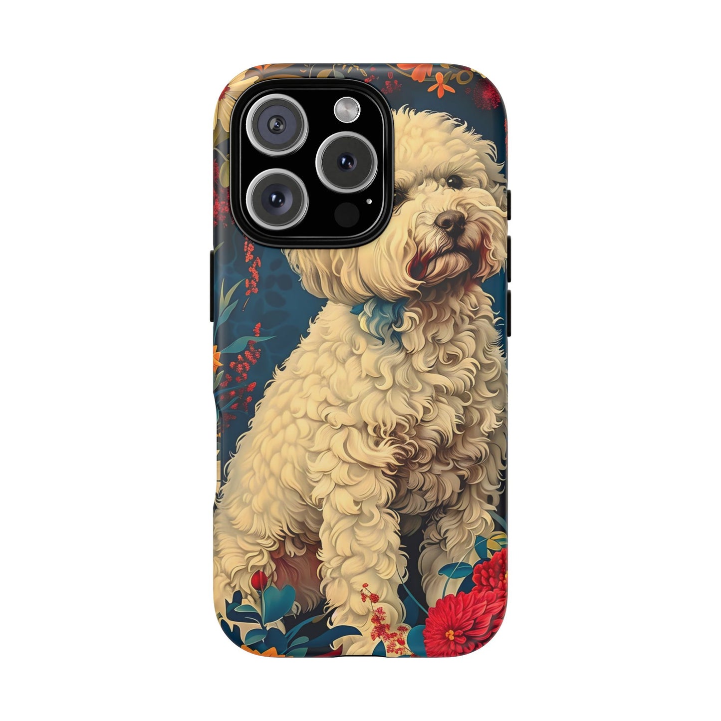 Cute Dog Phone Case, Pet Lover Gift, Floral Design Tough Case, Custom Dog Art, Birthday Gift for Dog Owners, Unique Phone Accessories