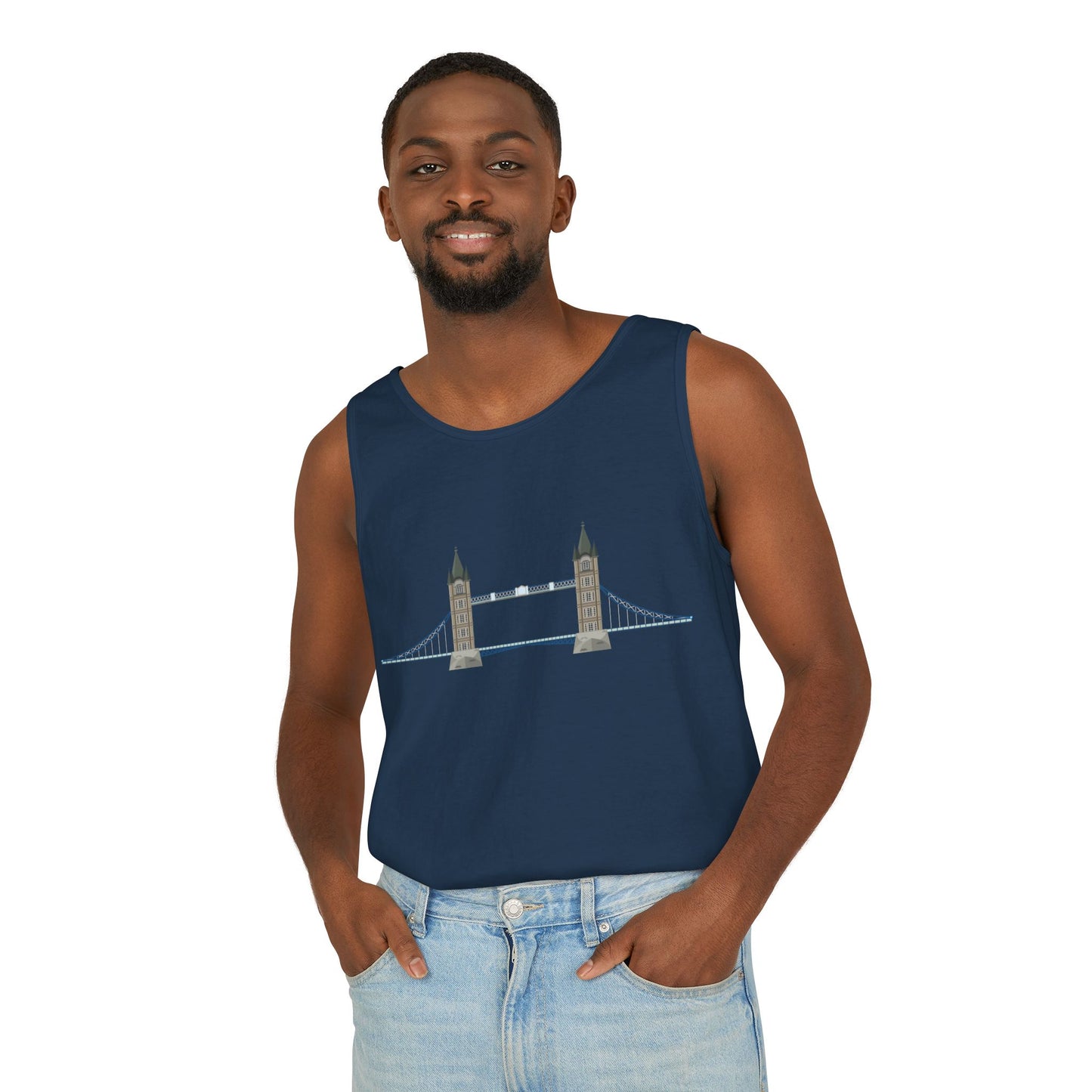 Unisex Garment-Dyed Tank Top - Tower Bridge - Iconic London Landmark