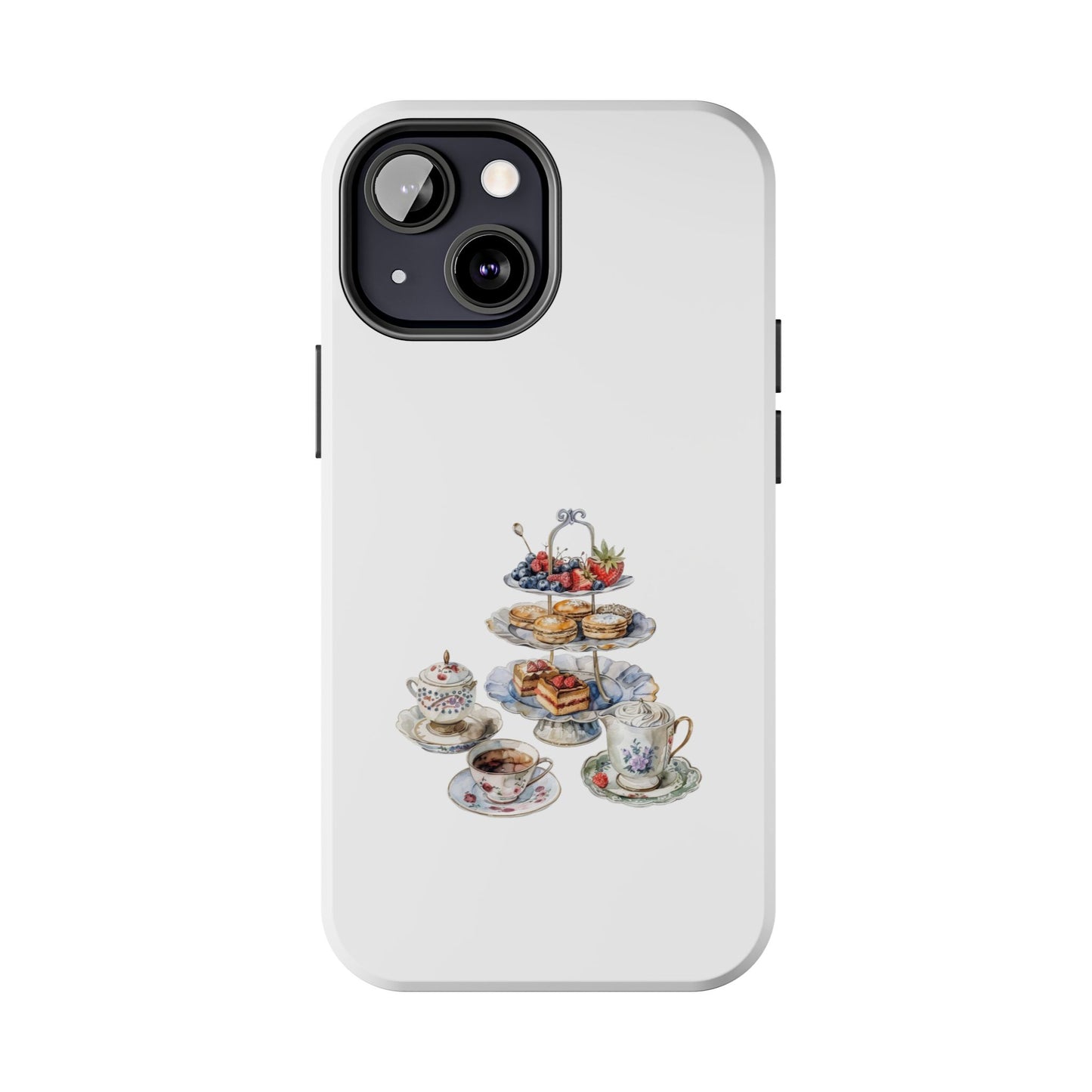 Vintage Tea Party Tough Phone Case - Durable Phone Protector with Charming Tea Set Design