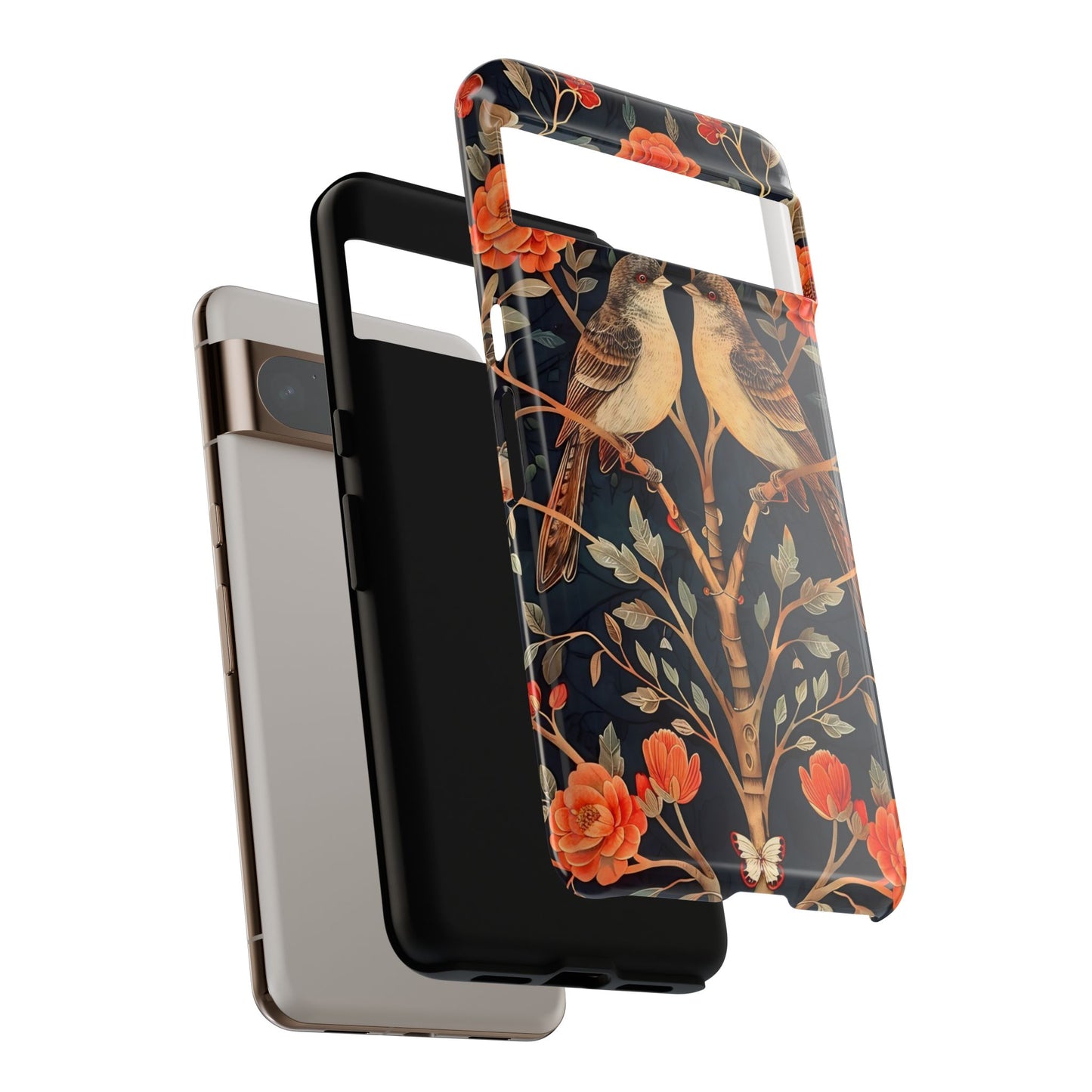 Floral Phone Case – Tough Cases with Bird Design, Unique Gift for Nature Lovers, Stylish Tech Accessory, Phone Cover, Artistic Case