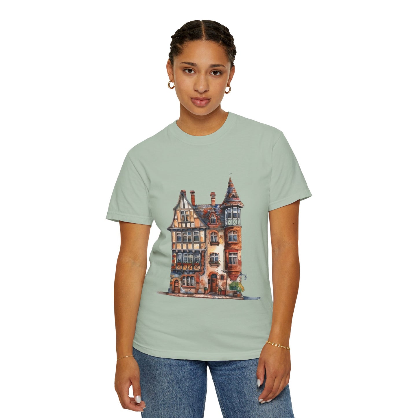 Unisex Garment-Dyed T-shirt - The Quintessential British Village House