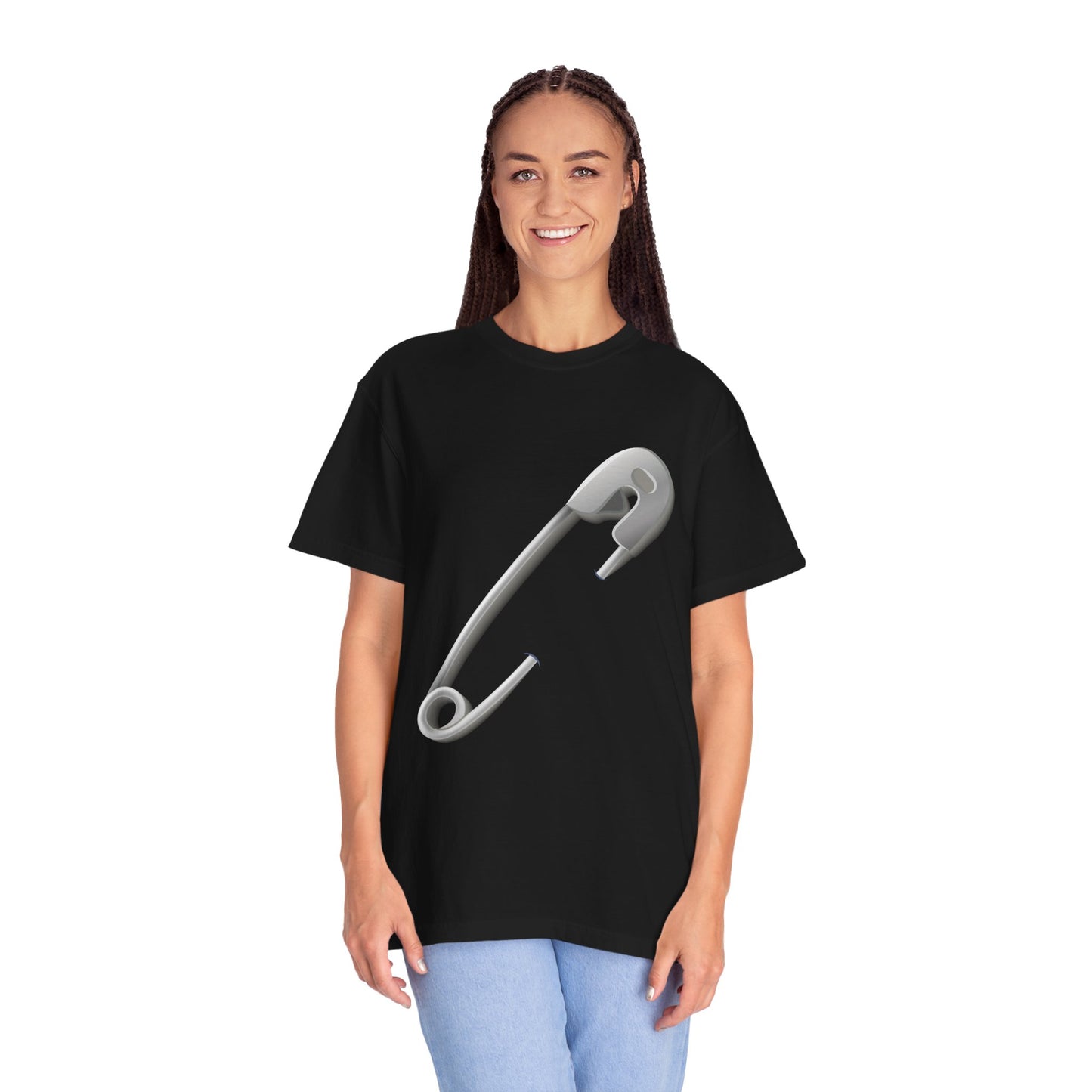 Unisex Garment-Dyed T-shirt - Minimalist Safety Pin Design