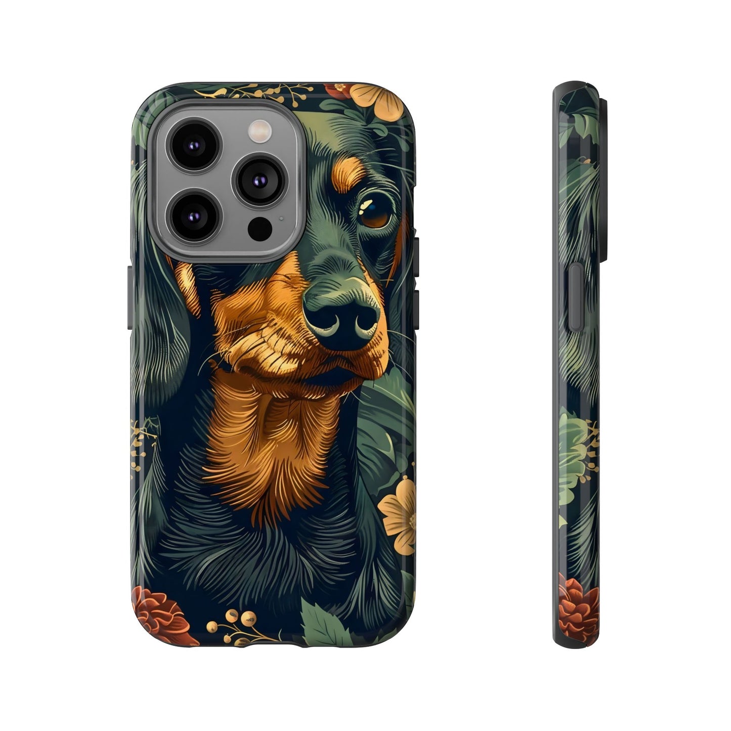 Dachshund Phone Case, Floral Pet Phone Cover, Dog Lover Gift, Tough Phone Case, Custom Dachshund Design, Unique Dog Owner Accessory