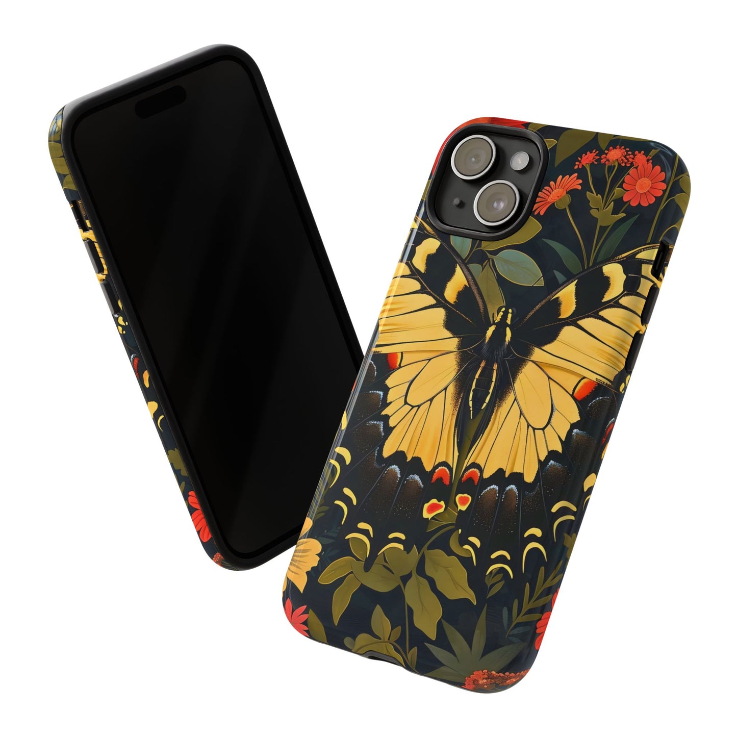Butterfly Floral Phone Case, Tough Cases with Vibrant Design, Protective Cover for Nature Lovers, Gift for Her