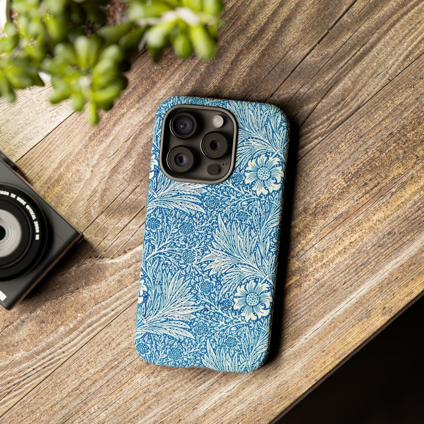 Stylish Phone Case, Tough Floral Phone Cover, Fashionable Tech Accessory, Gift for Her, Blue Flower Design