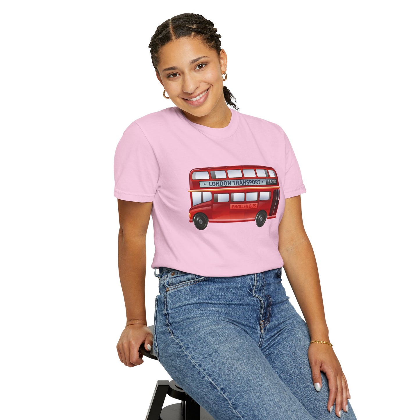Unisex Garment-Dyed T-shirt - Rolling Through History: The British Red Bus