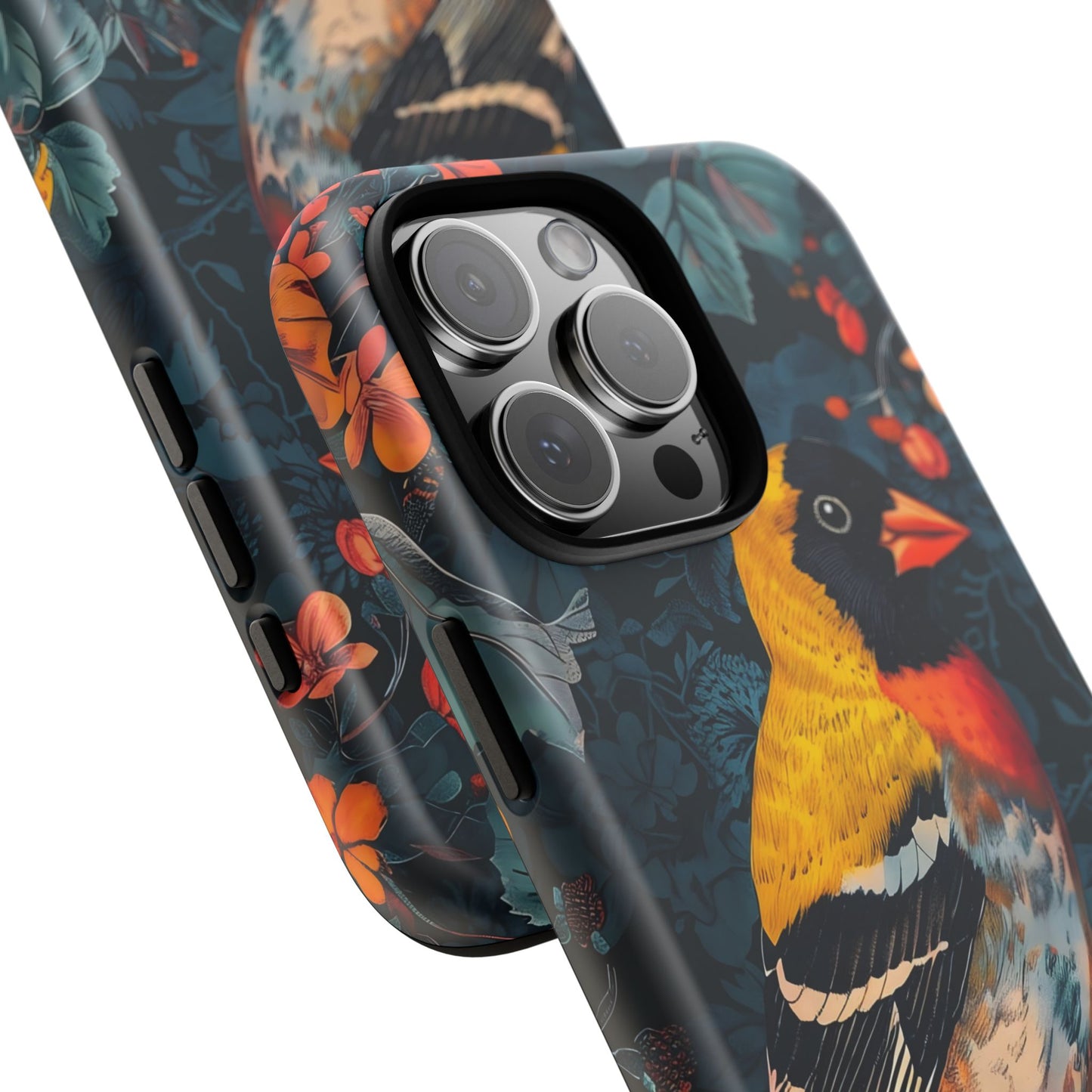 Colorful Bird Phone Case, Floral Phone Cover, Tough Phone Protector, Nature Lover Gift, Botanical Case, Unique Mobile Accessory