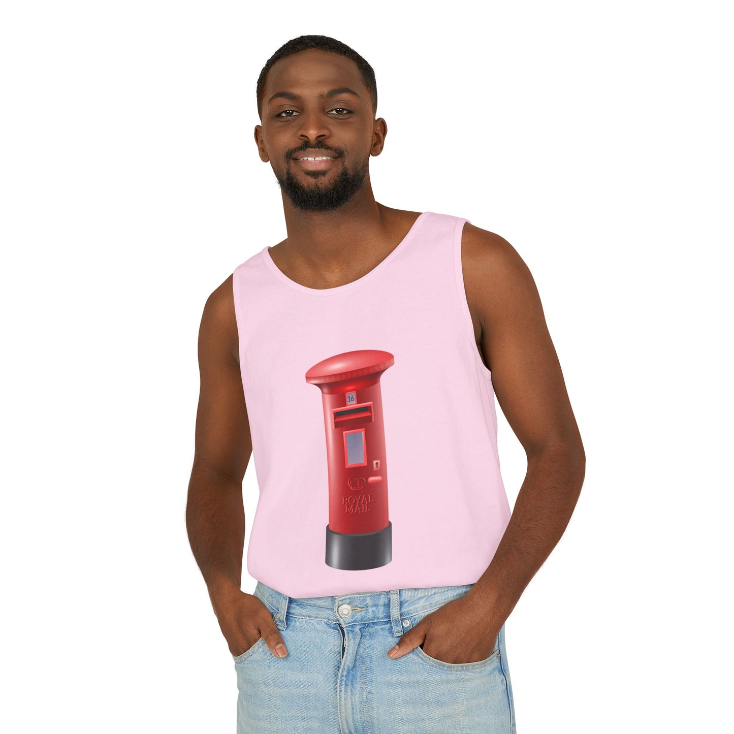 Unisex Garment-Dyed Tank Top - Classic UK Royal Mailbox Design