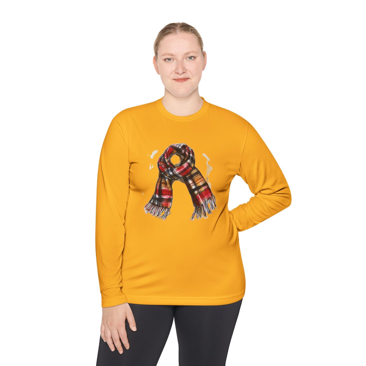 Unisex Lightweight Long Sleeve Tee - Plaid British Scarf - Timeless Style and Classic Elegance