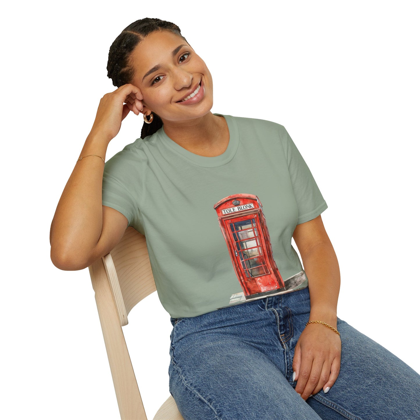 Unisex Softstyle T-Shirt - Iconic British Public Telephone - Classic Red Phone Box