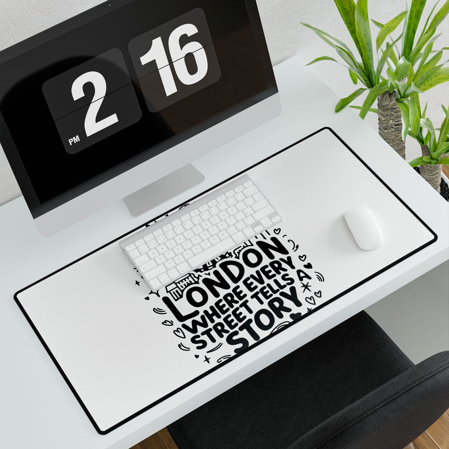 London Story Desk Mat - Inspirational Office Decor, Gift for Travelers, Custom Mouse Pad, Desk Accessories, Unique Home Office