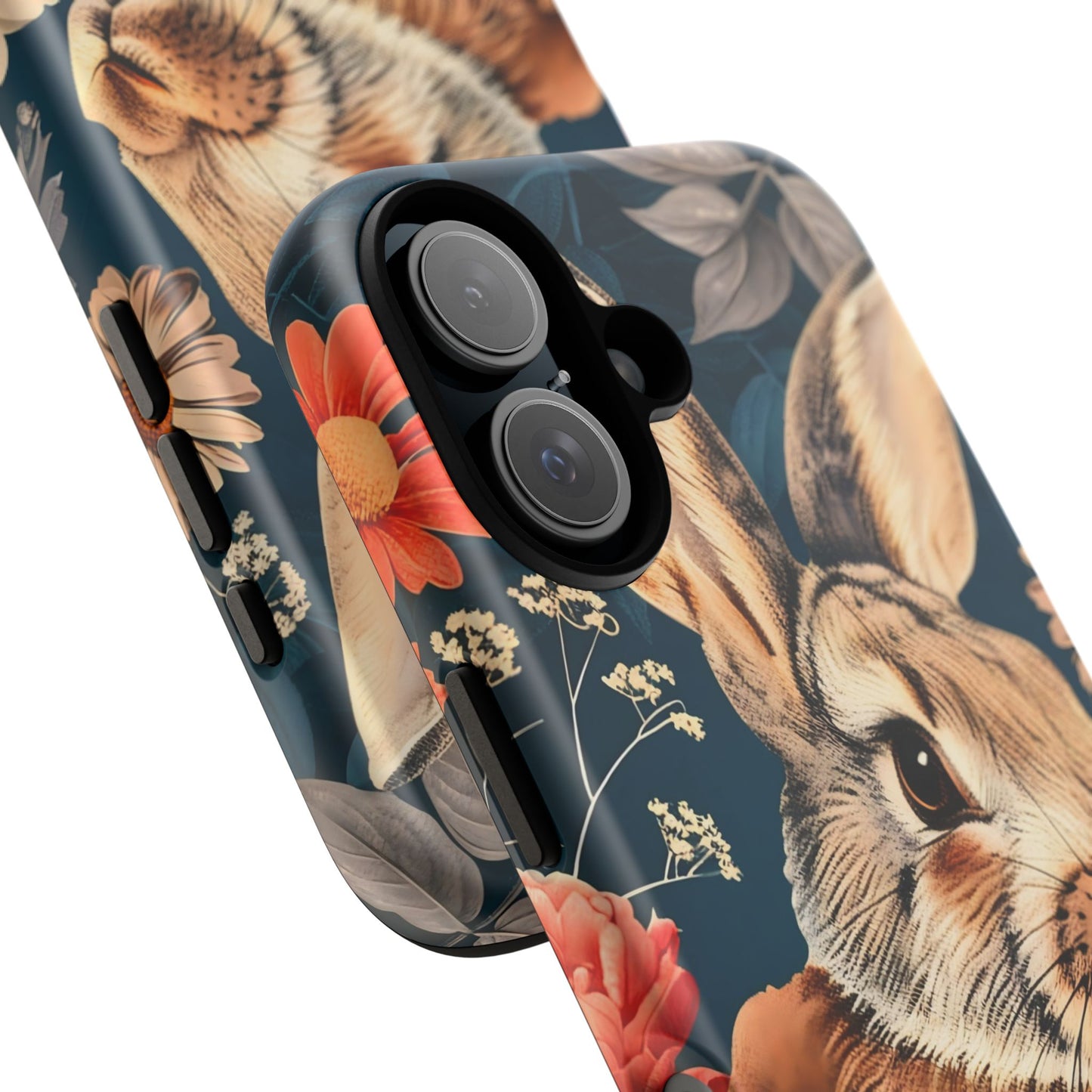 Floral Rabbit Phone Case, Cute Phone Cover, Tough Cases for Animal Lovers, Unique Gift for Birthdays, Nature-Themed Accessories