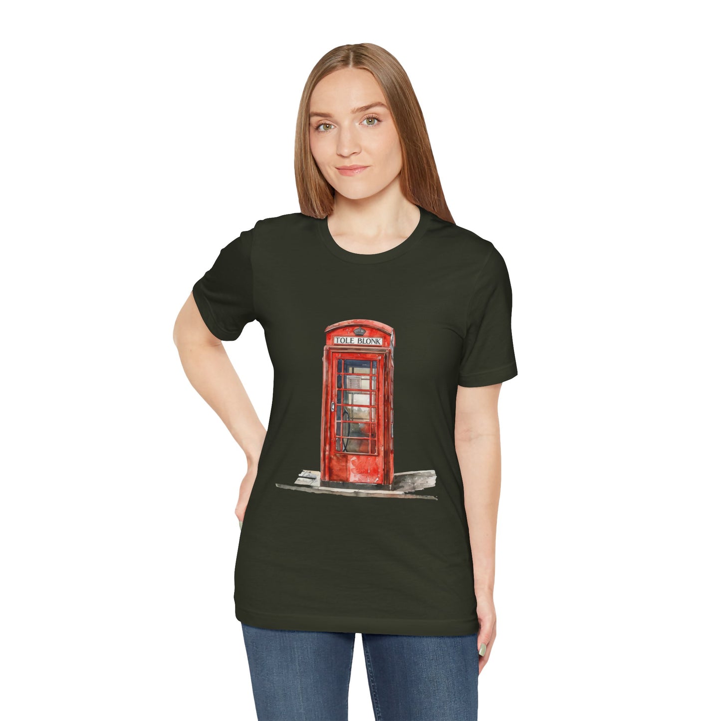 Unisex Jersey Short Sleeve Tee - Iconic British Public Telephone - Classic Red Phone Box