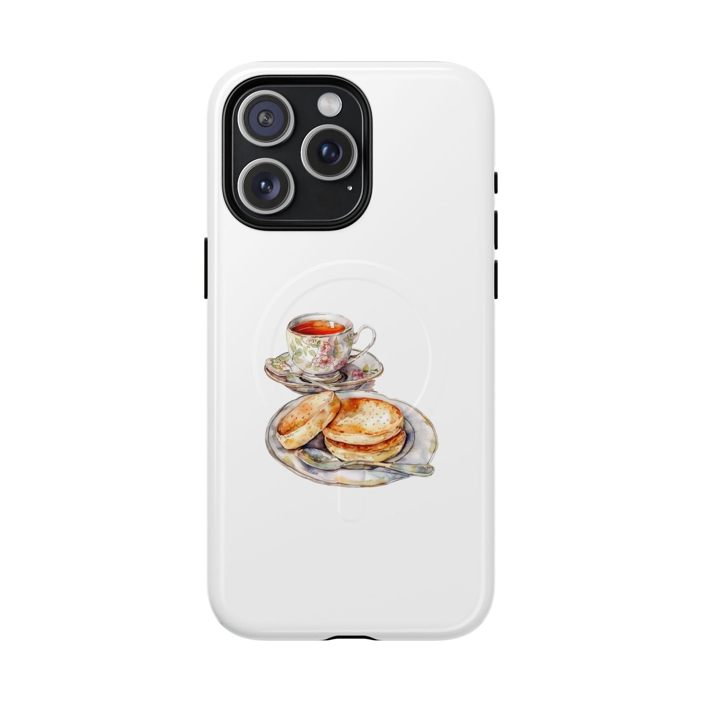 Tough Magnetic Phone Case with Tea and Biscuit Design, Cute Phone Cover, Gift for Tea Lovers, Phone Accessory, Holiday Gift
