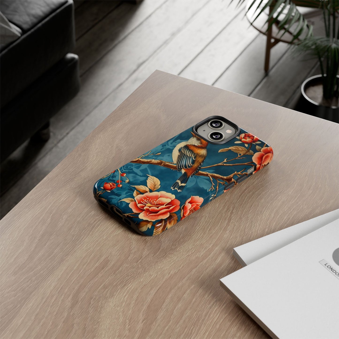 Bird & Floral Phone Case, Tough Cases for Nature Lovers, Gift for Her, Customizable Design, Vibrant Tech Accessories