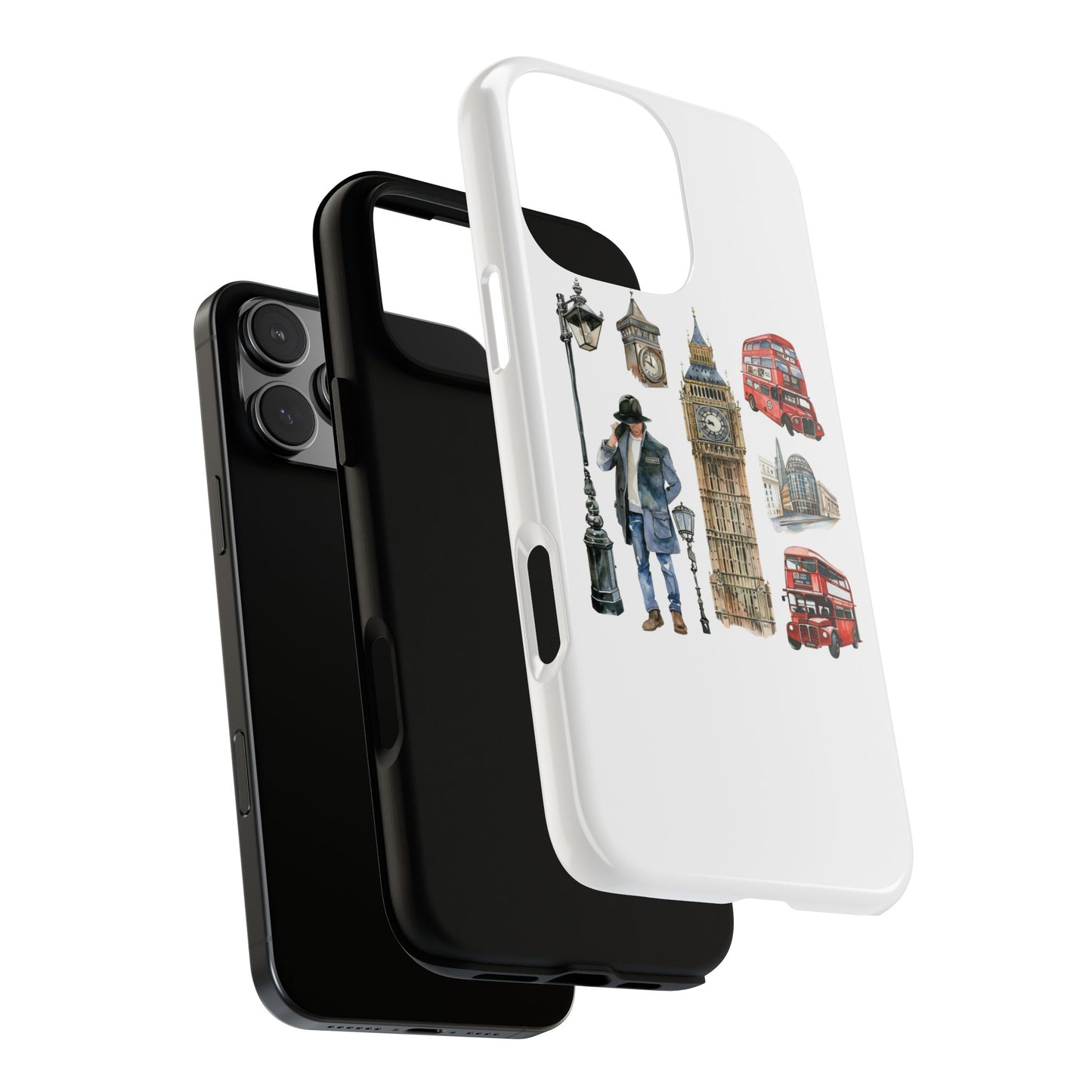 London Iconic Design Phone Case, Tough Cases, Gift for Travelers, London Souvenir, London Icons, Red Bus Phone Case