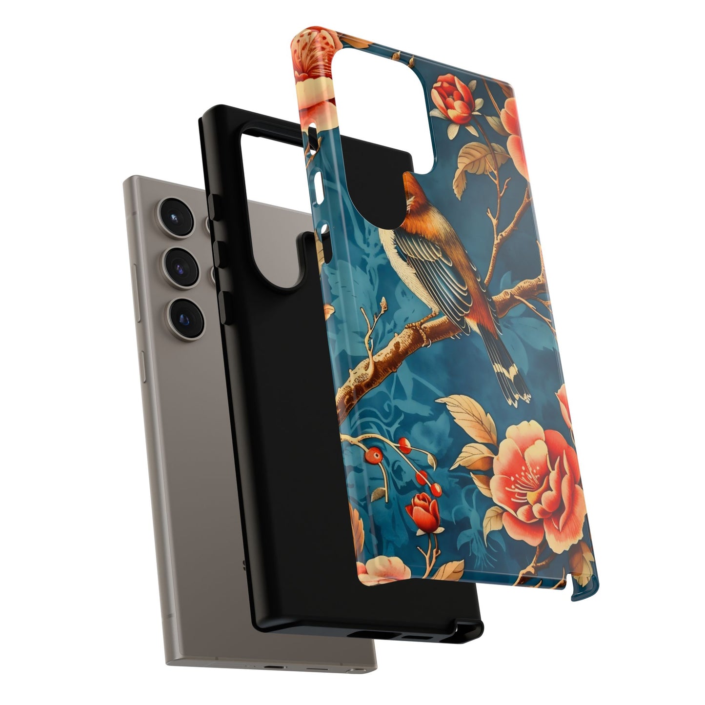 Bird & Floral Phone Case, Tough Cases for Nature Lovers, Gift for Her, Customizable Design, Vibrant Tech Accessories