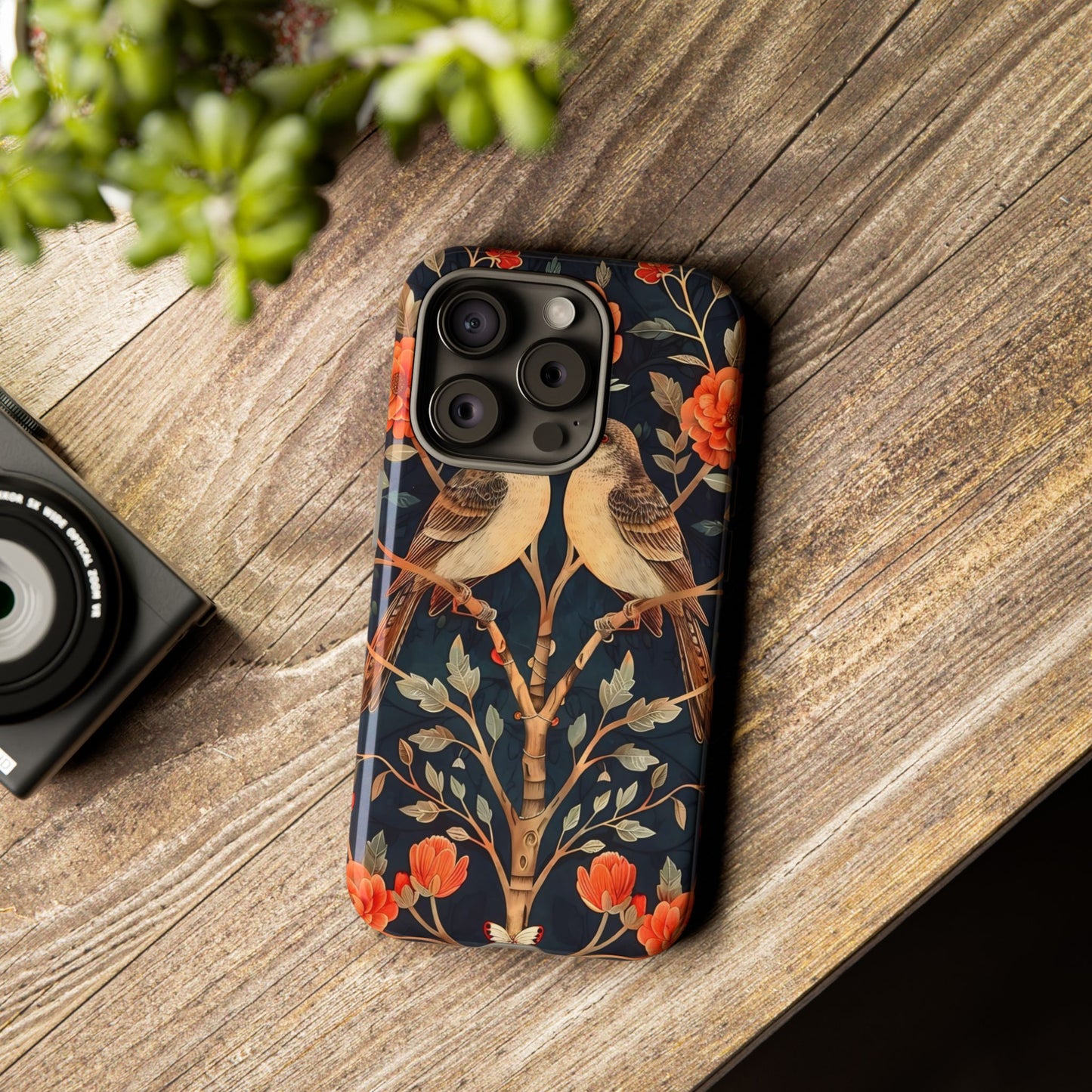 Floral Phone Case – Tough Cases with Bird Design, Unique Gift for Nature Lovers, Stylish Tech Accessory, Phone Cover, Artistic Case