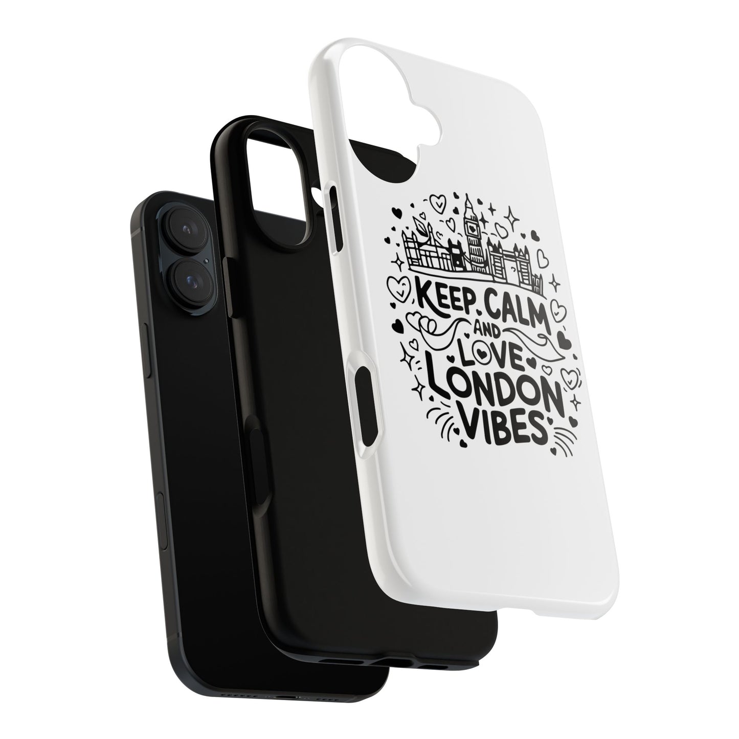 London Vibes Phone Case – Keep Calm Design, iPhone Accessories, Gift for Travelers, London Souvenir, Unique Cell Phone Cover