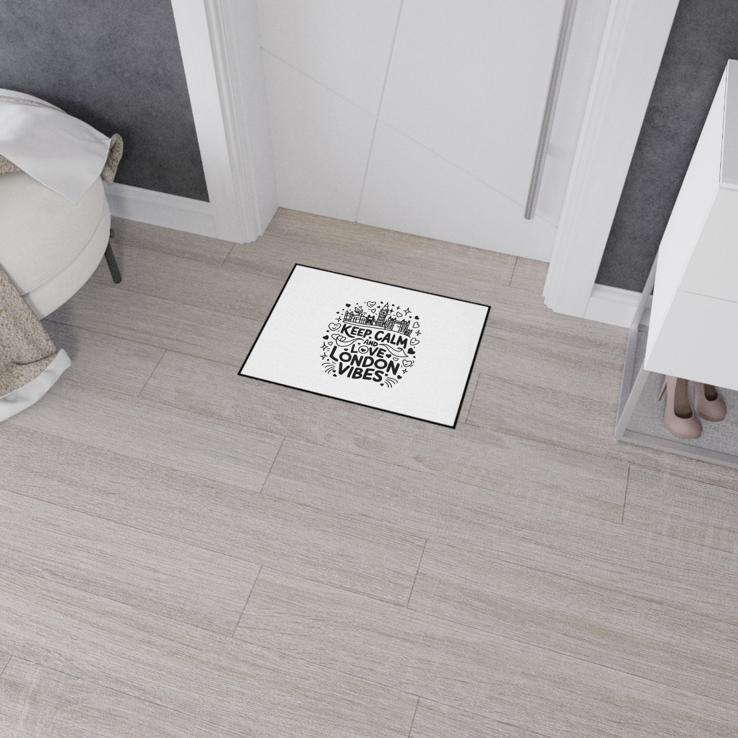 London-Themed Heavy Duty Floor Mat - Keep Calm and Love London Vibes Decor, Home Entrance Mat, Gift for Travelers, Unique Kitchen Rug