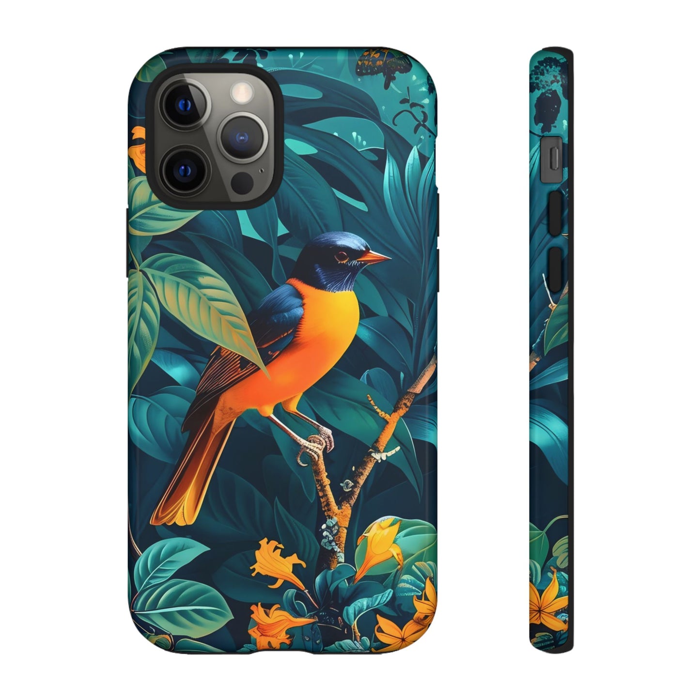 Tough Cases: Vibrant Bird Phone Case, Nature Lover Gift, Eco-Friendly Cover, Floral Design, Spring Decor