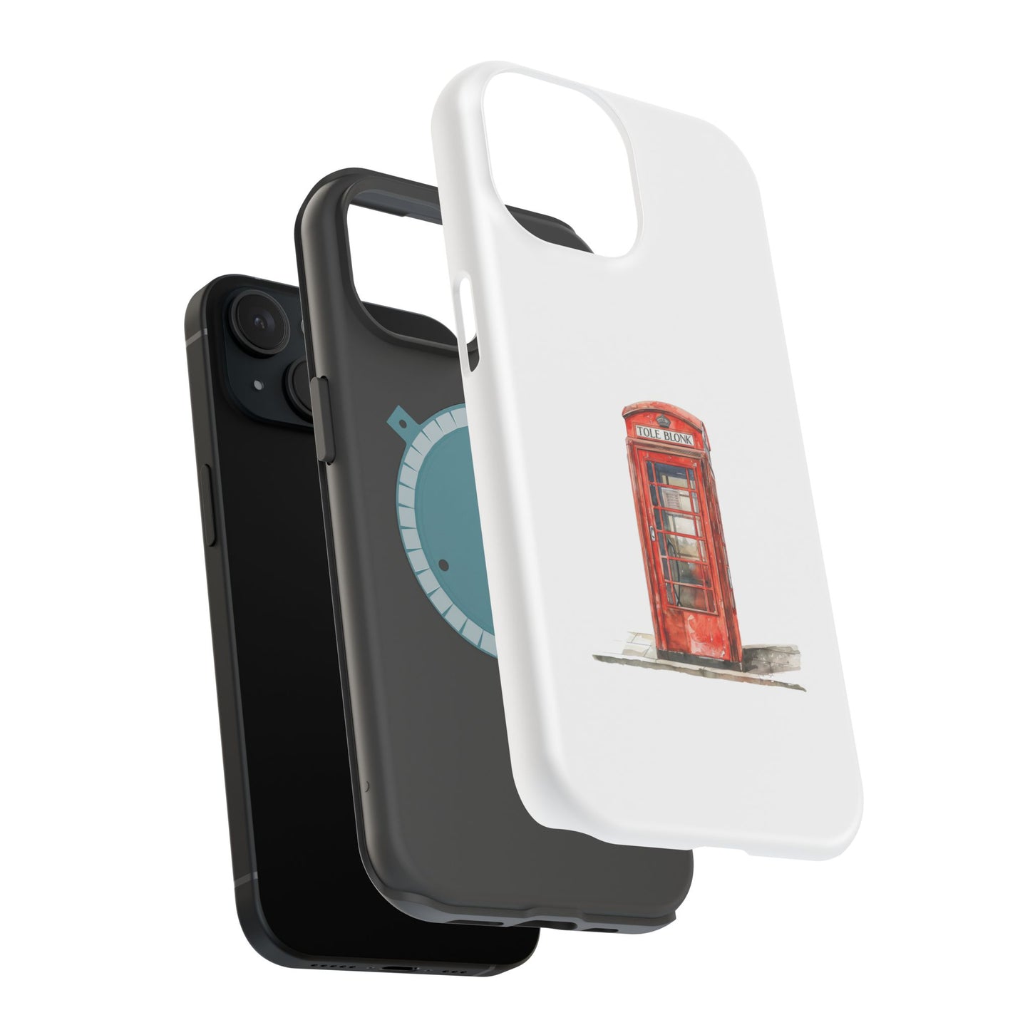 Red Telephone Booth Phone Case, Magnetic Tough Cases for Protection, Unique Gift for Phone Lovers, British Theme, Travel Accessory