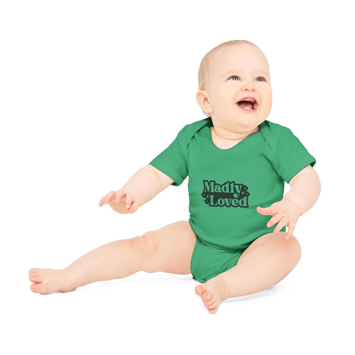 Baby Bodysuit - 'Madly Loved' Organic Cotton Short Sleeve