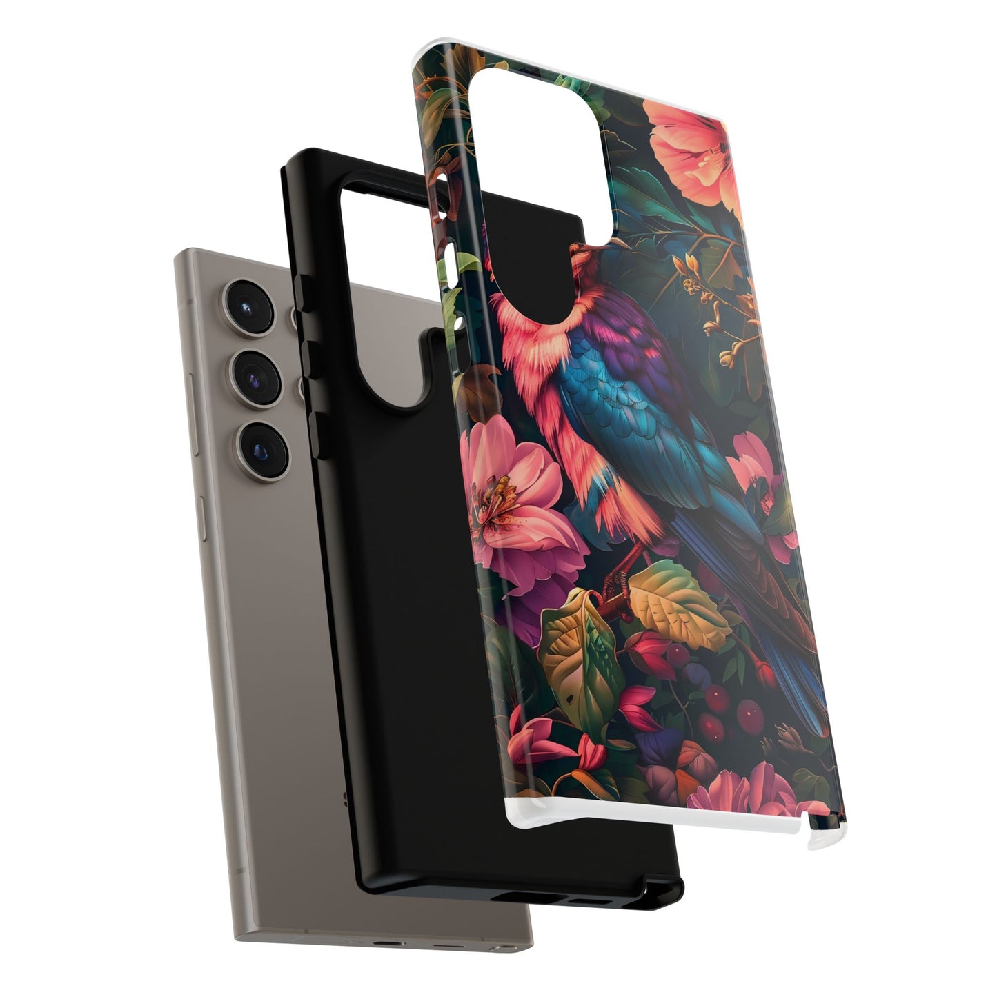 Tough Cases: Vibrant Tropical Bird Phone Case, Floral Smartphone Cover, Nature Lover Gift, Boho Phone Accessory, Cute Bird Case