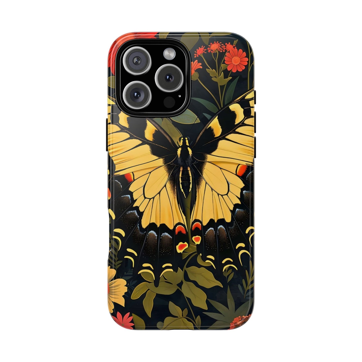 Butterfly Floral Phone Case, Tough Cases with Vibrant Design, Protective Cover for Nature Lovers, Gift for Her