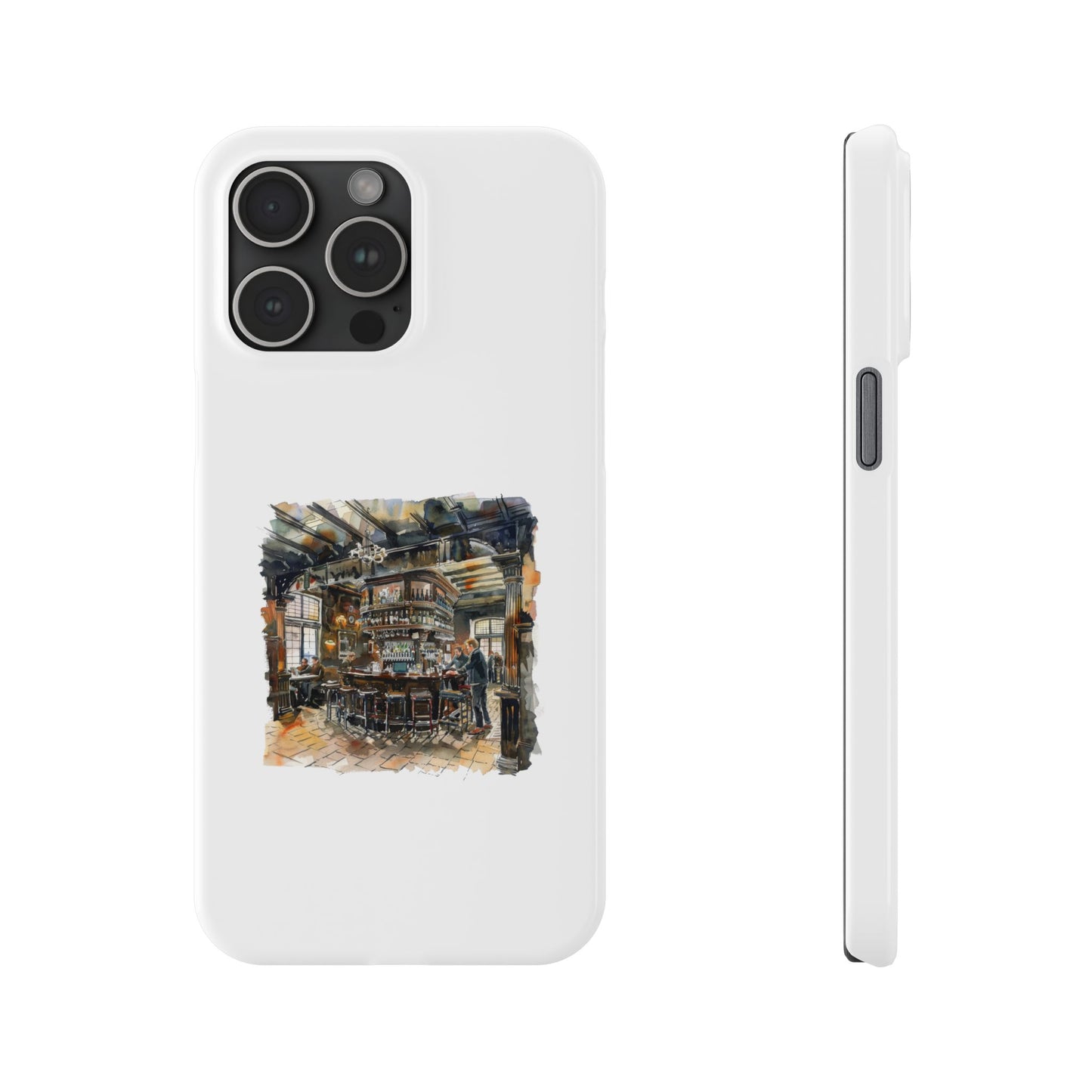 Artisan Bar Scene Phone Cases, Custom Slim Cases for Home Decor Lovers, Unique Gift for Bar Enthusiasts, Perfect for Birthdays and Holidays