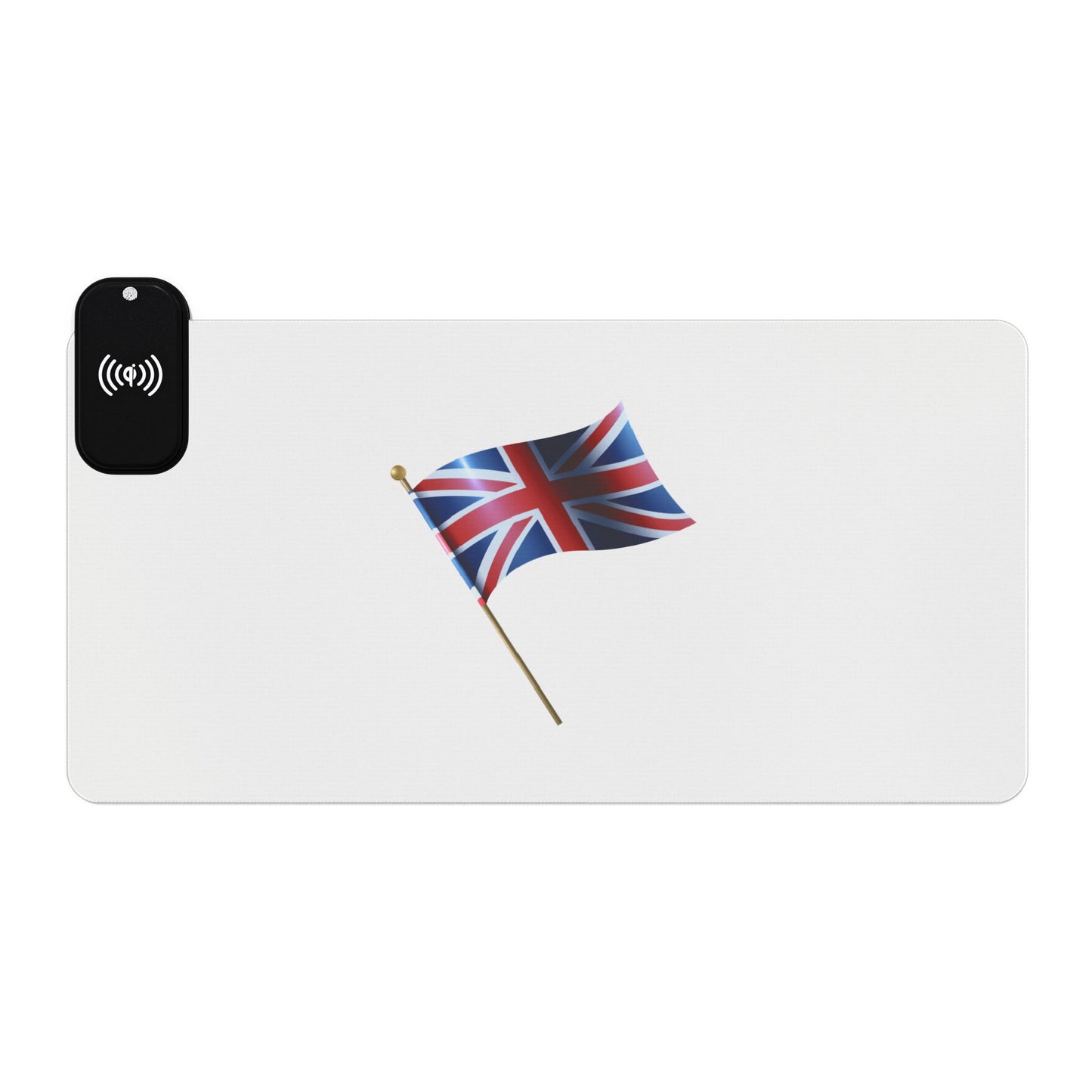 British Flag on Pole - LED Gaming Mouse Pad with Wireless Charging - UK Flag Design, Gamer Accessories, Office Decor, Desk Essentials, Gift for Gamers